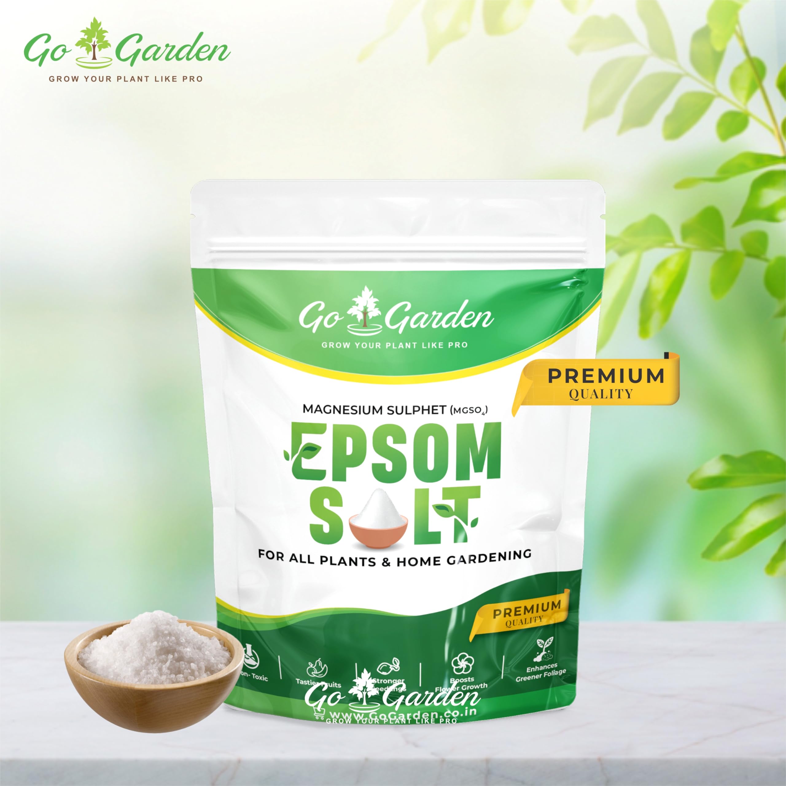 Organic Epsom Salt Magnesium Sulfate for Plants - 950g Powder for Vegetable Garden, Terrace Plants & Nutrient Boost | Improves Growth, Green Leaves & Soil Health | Perfect for Home Gardening, Hydroponics & Organic Farming