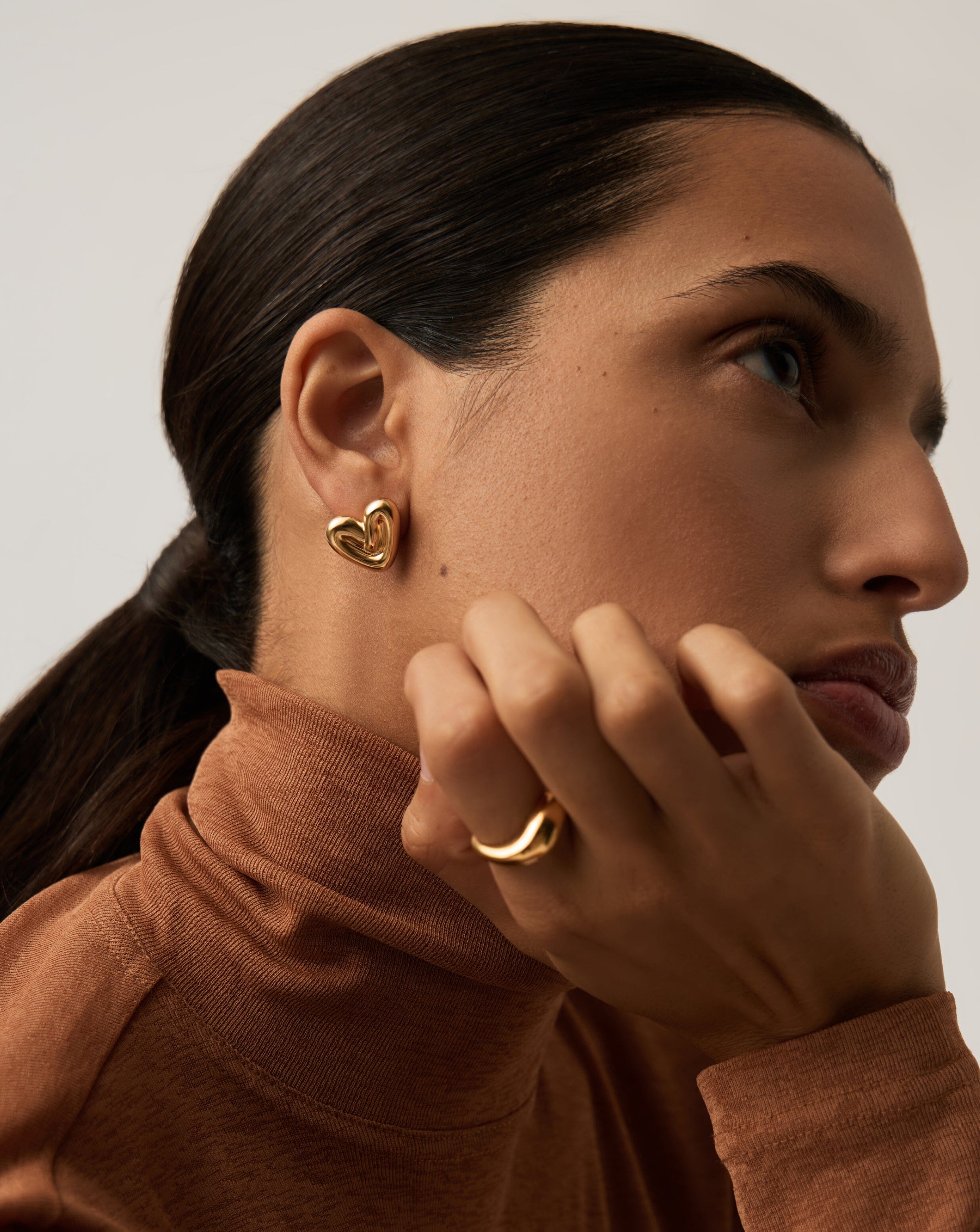 Puffy Heart Stud Earrings - 18k Gold Plated Rose Gold Earrings for Women | Valentine's Day Gift, Anniversary Present, Everyday Wear Jewelry