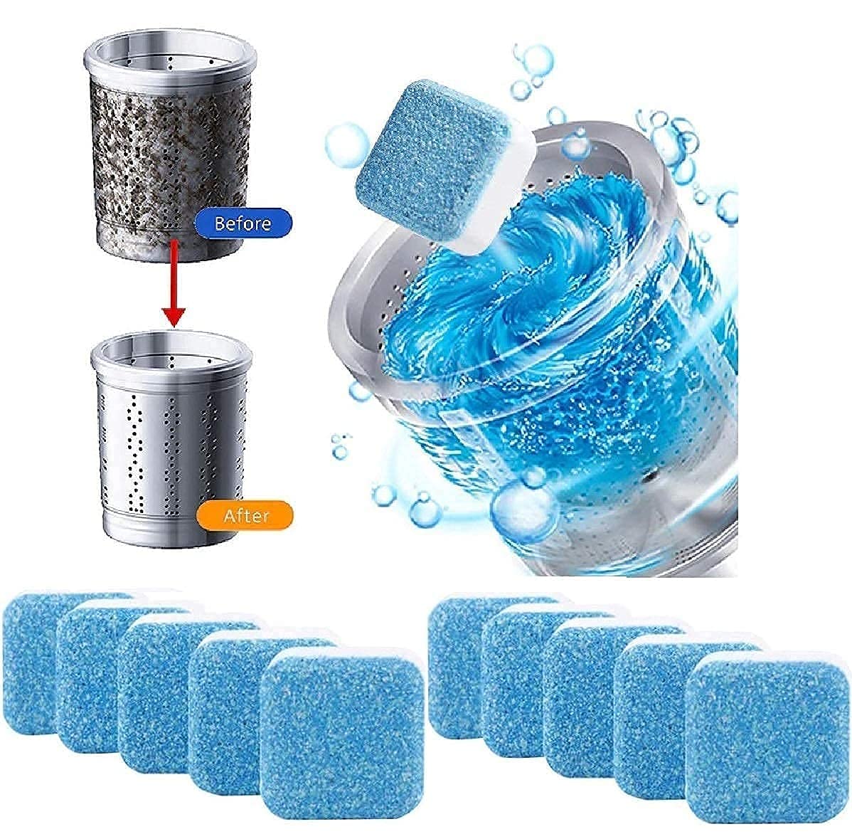 Tinkpin (20 Pack) Washing Machine Deep Cleaner Tablets - Descaling & Stain Remover for All Front/Top Load Washers | Effervescent Cleaning Tablets for Automatic Tub Cleaning | Perfect for Laundry Maintenance & Odor Removal