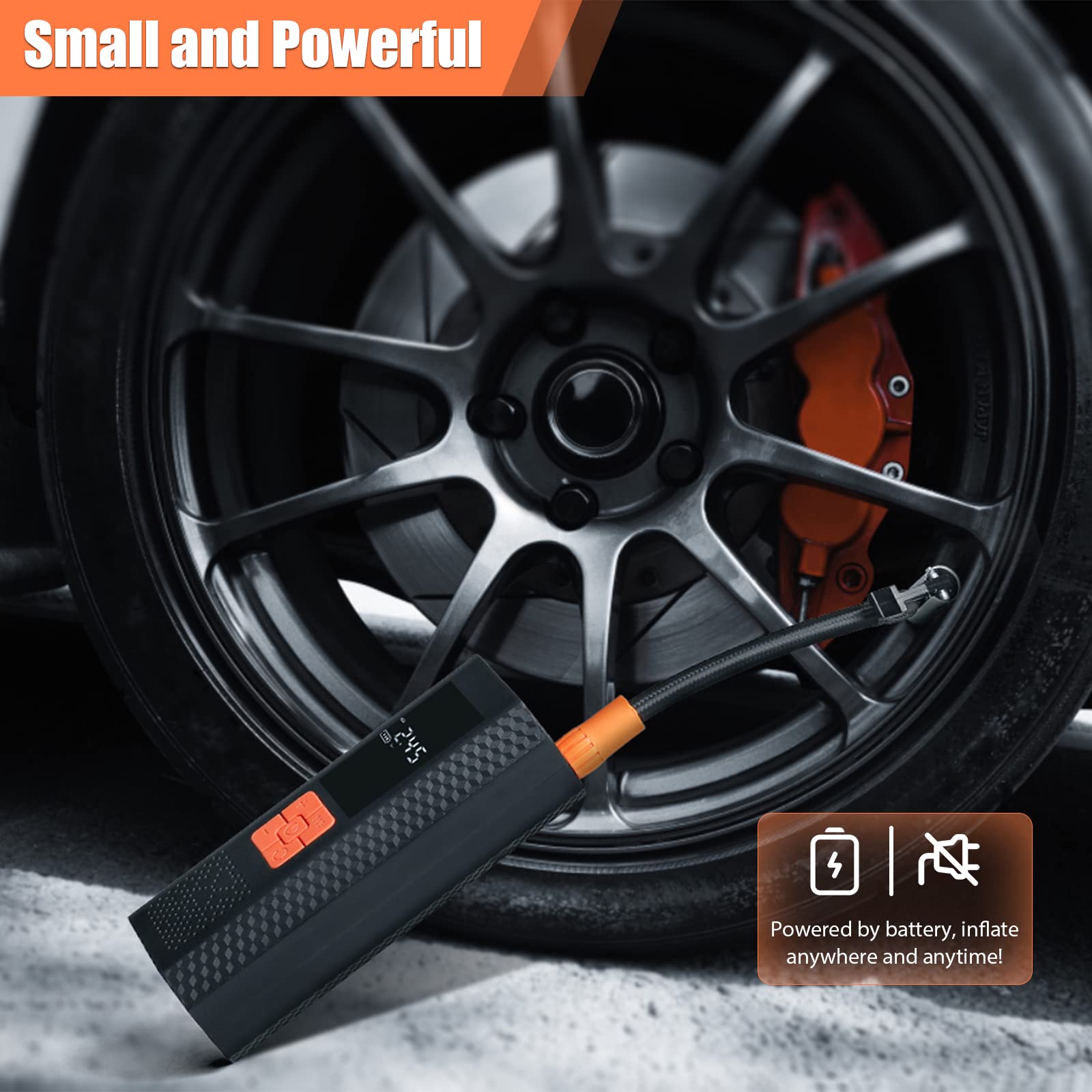 Portable Air Compressor for Car Tires - 150PSI Electric Tire Inflator with LED Light - Universal Air Pump for Motorcycle, E-Bike & Bicycle - Perfect for Road Trips, Emergency Flat Tires & Home Garage Use