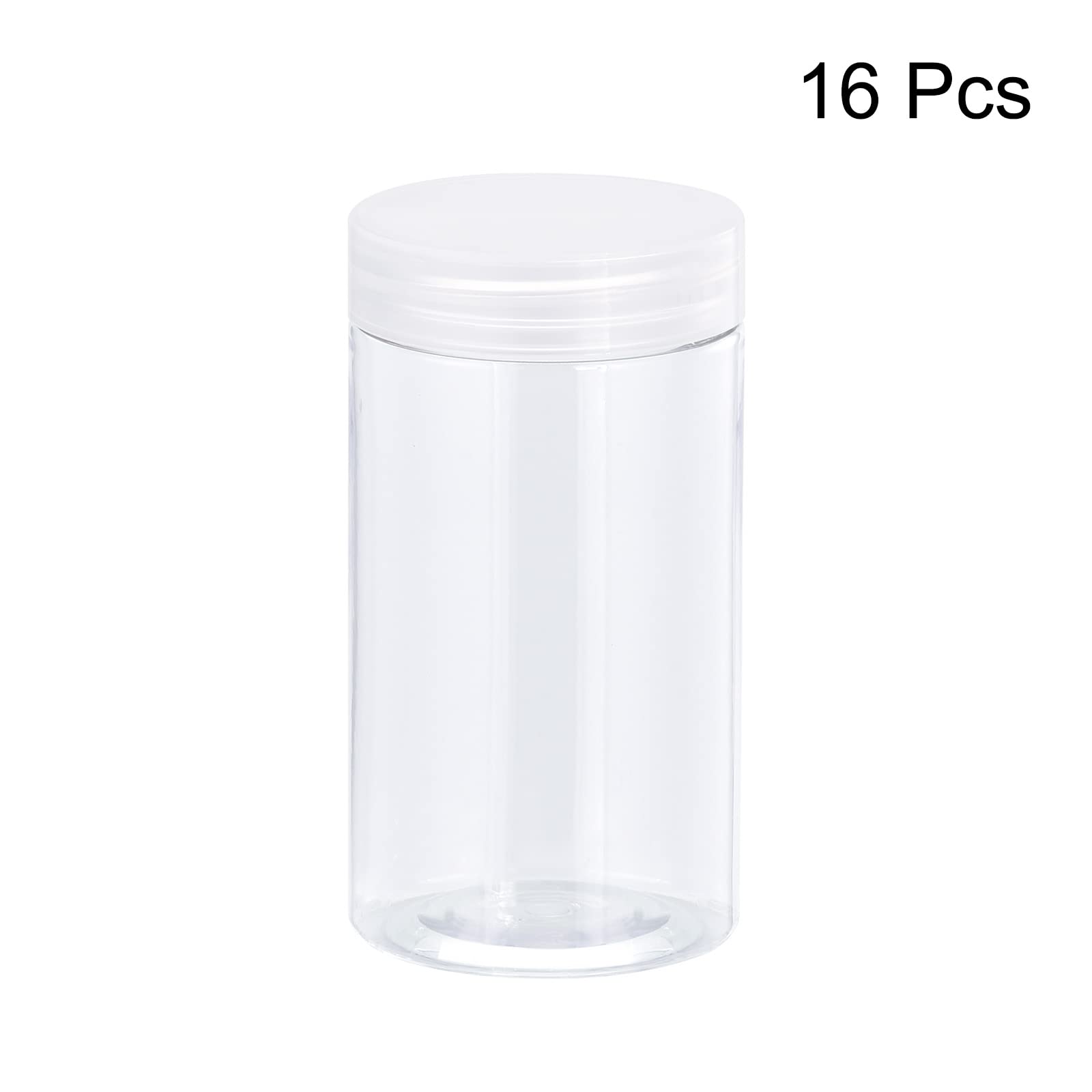 uxcell 5oz/150ml Round Plastic Jars with Transparent Screw Top Lids - 16Pcs Wide-Mouth Clear Empty Containers for Food Storage, Craft Supplies, Spice Organization | Perfect for Kitchen Pantry, DIY Projects & Home Organization