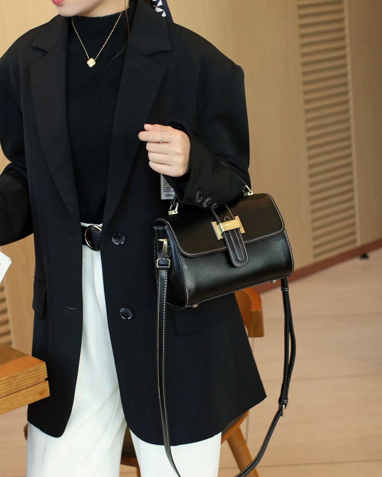 Stylish Genuine Leather Handbag for Women - Fashionable Crossbody Purse with Adjustable Strap, Perfect for Work, Travel & Everyday Use