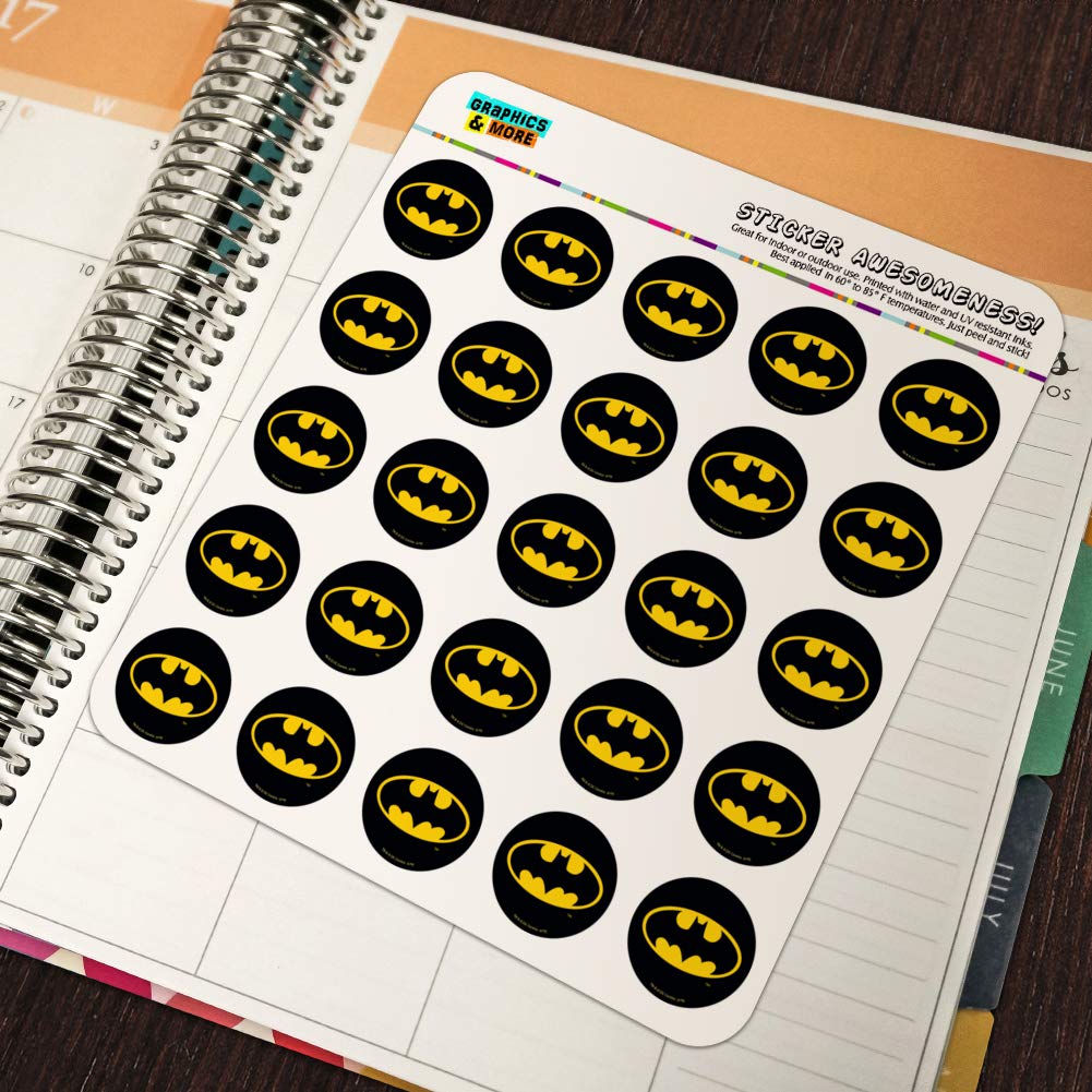 Batman Classic Bat Shield Logo Planner Stickers - Scrapbooking, Journaling, DIY Crafting Supplies for Bullet Journals, Calendars, and Scrapbooks - Perfect for Gift Wrapping, Party Decorations, and School Projects
