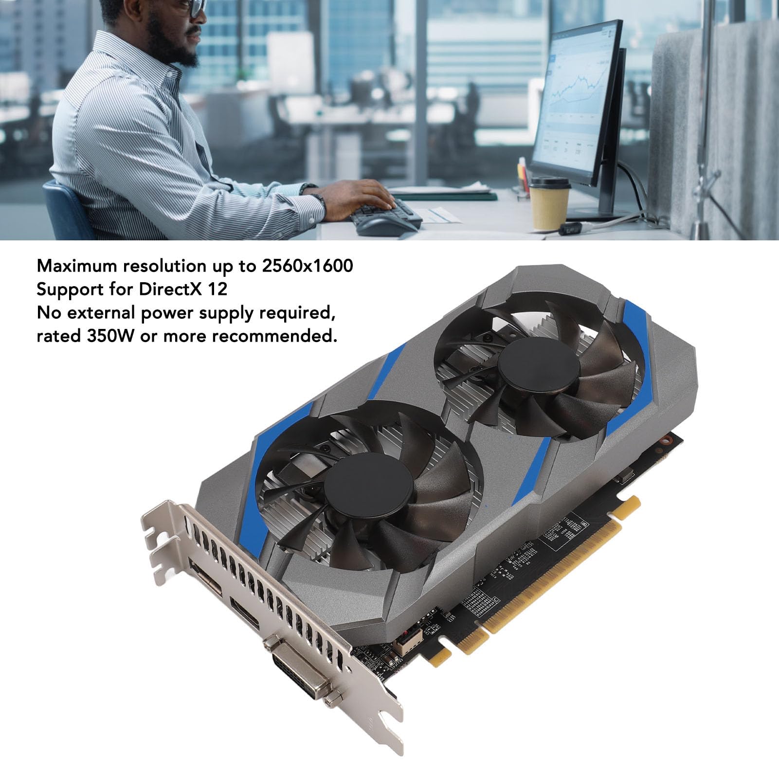 Zunate GTX 1050 Ti 4GB GDDR5 128-bit Gaming Graphics Card for PC - HDMI, VGA, PCIe 2.0 x16, Dual Fan Cooling, DirectX 12 Support - Perfect for Esports, 1080p Gaming & Video Editing Workstations