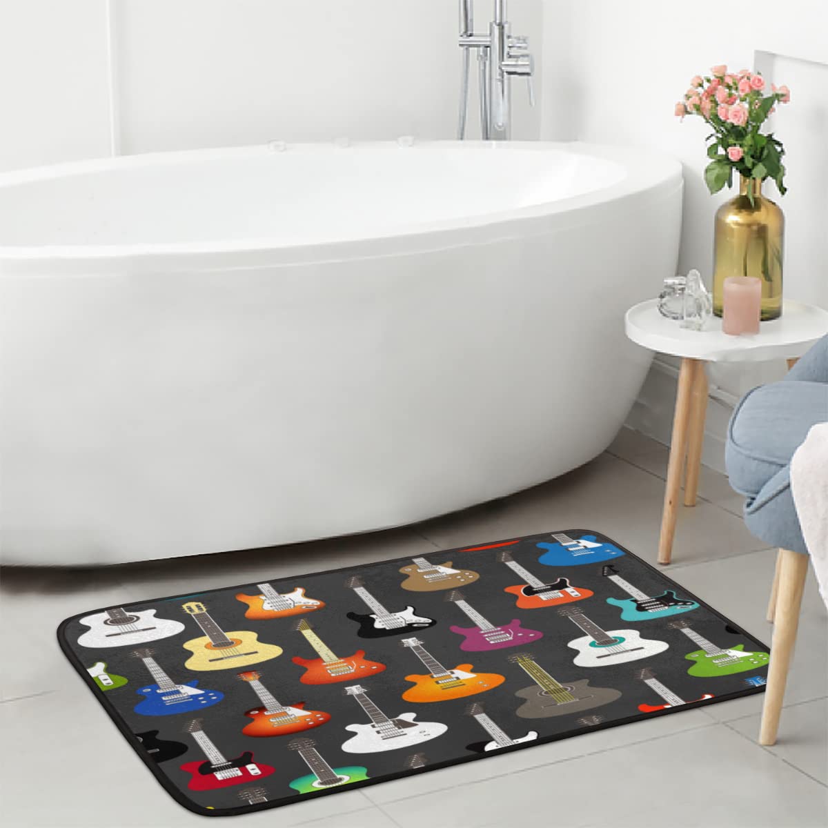 Pardick Non-Slip Music Theme Kitchen Rugs - Washable Absorbent Anti-Fatigue Memory Foam Mat for Kitchen, Bathroom & Entryway (39x20 Inches) - Perfect for Musicians, Home Chefs & High-Traffic Areas