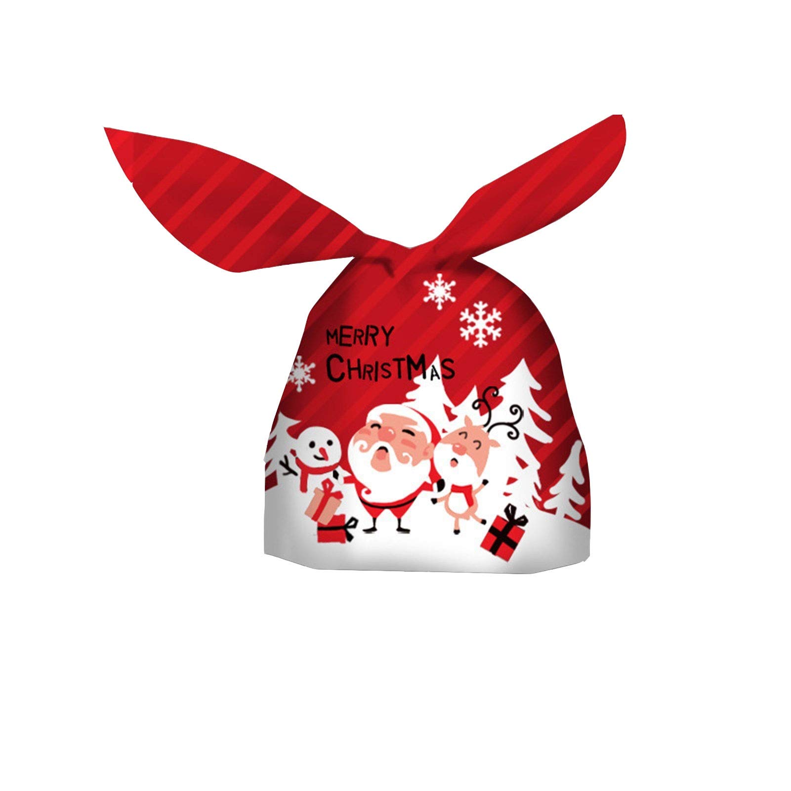WBF Christmas Gift Bags - Set of 10/20/50 Premium Holiday Candy Bags with Snowflake & Bunny Ear Designs for Xmas Decorations, Cookie Packaging & Party Favors - Perfect for Home Decor, Holiday Parties & Gift Giving