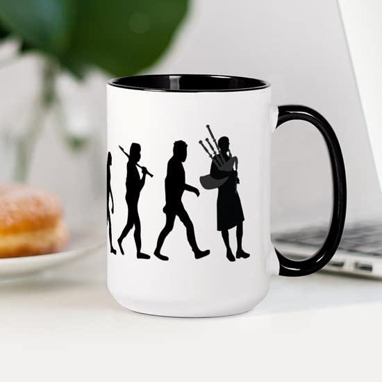 Bagpiper Evolution 15 oz (444 ml) Ceramic Coffee Mug - Perfect for Tea, Hot Chocolate & Office Use - Durable Gift Idea for Music Lovers