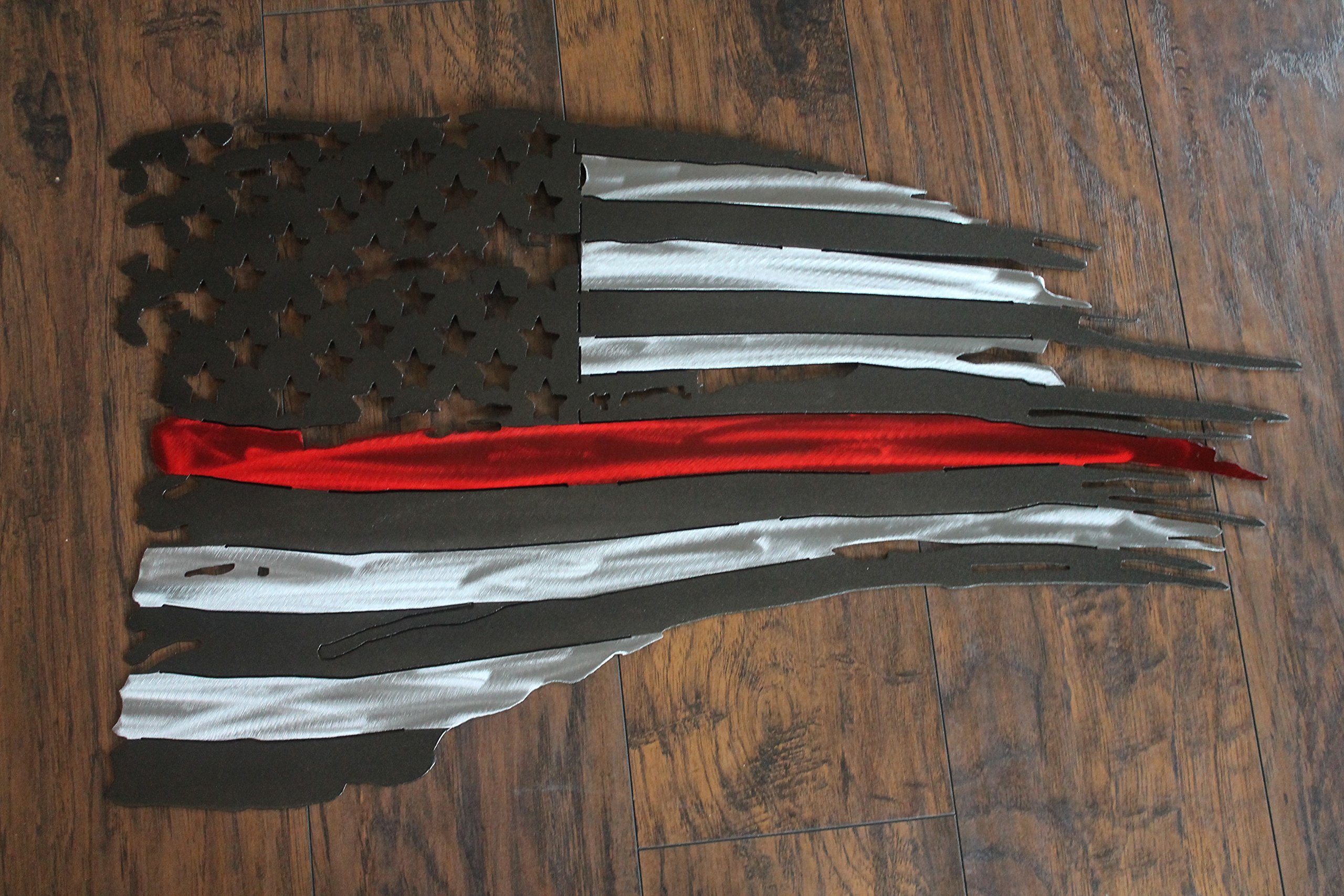 Tattered American Flag Red Line - Patriotic Outdoor & Indoor Decor for Home, Office, and Events
