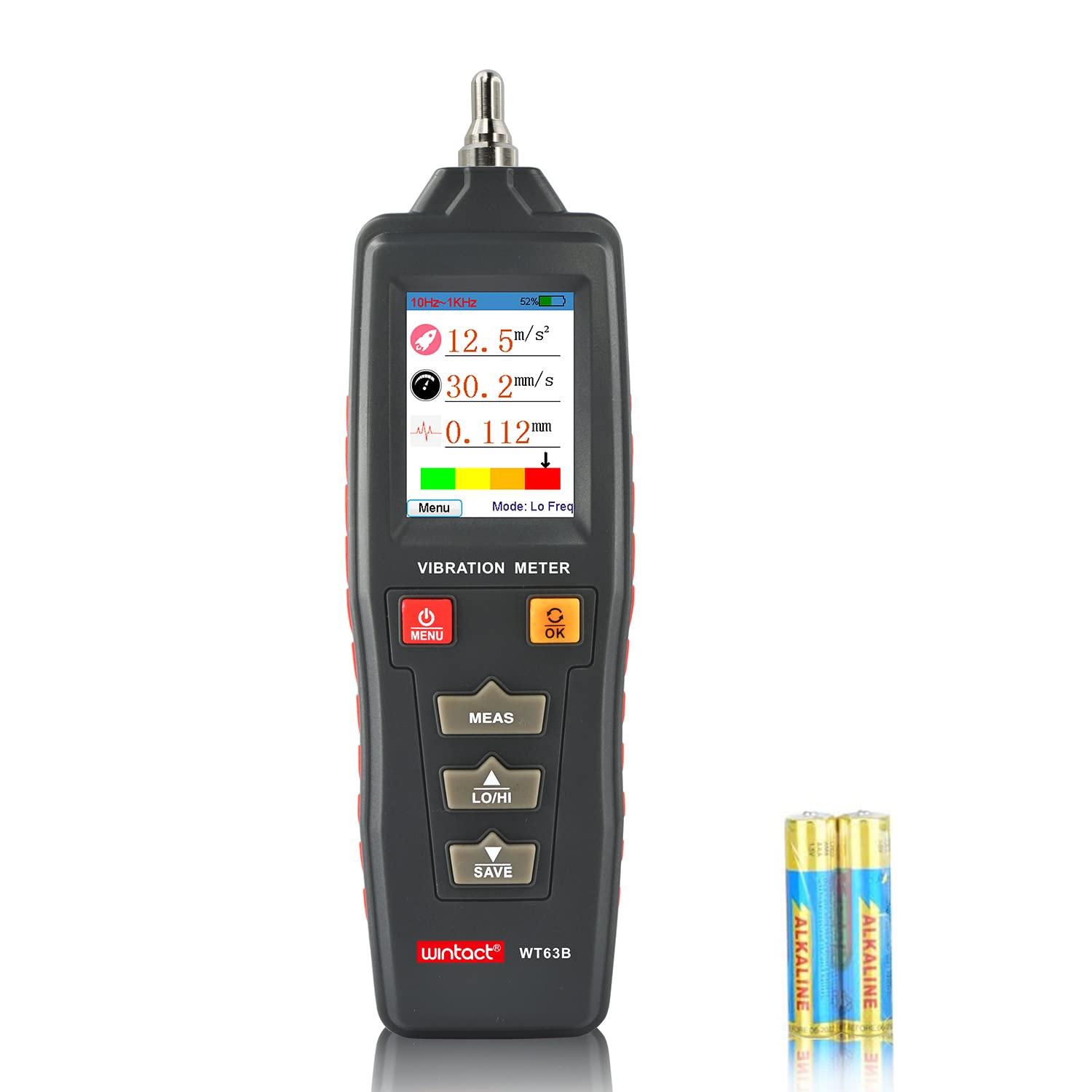 Wintact Digital Vibration Meter - Handheld Mechanical Vibration Analyzer with 0.01-199.9mm/s Range | Measures Acceleration, Velocity & Displacement | Ideal for HVAC, Motors, Engines & Generators | Perfect for Industrial Maintenance & Equipment Monitoring