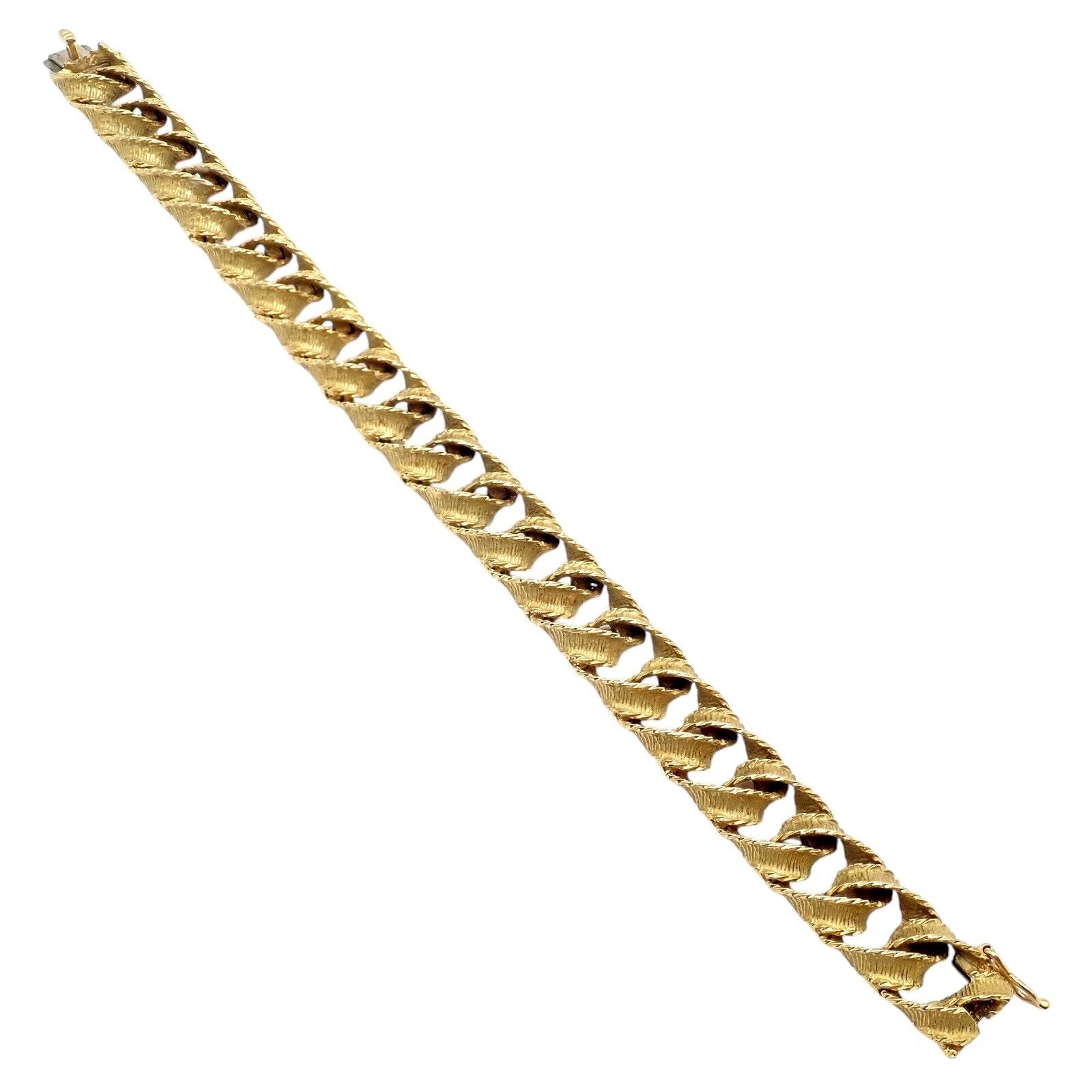 Authentic Vintage Tiffany & Co 18k Yellow Gold France Ribbon Curb Bracelet from 1987 - Luxury Jewelry Gift for Women, Perfect for Anniversaries & Special Occasions
