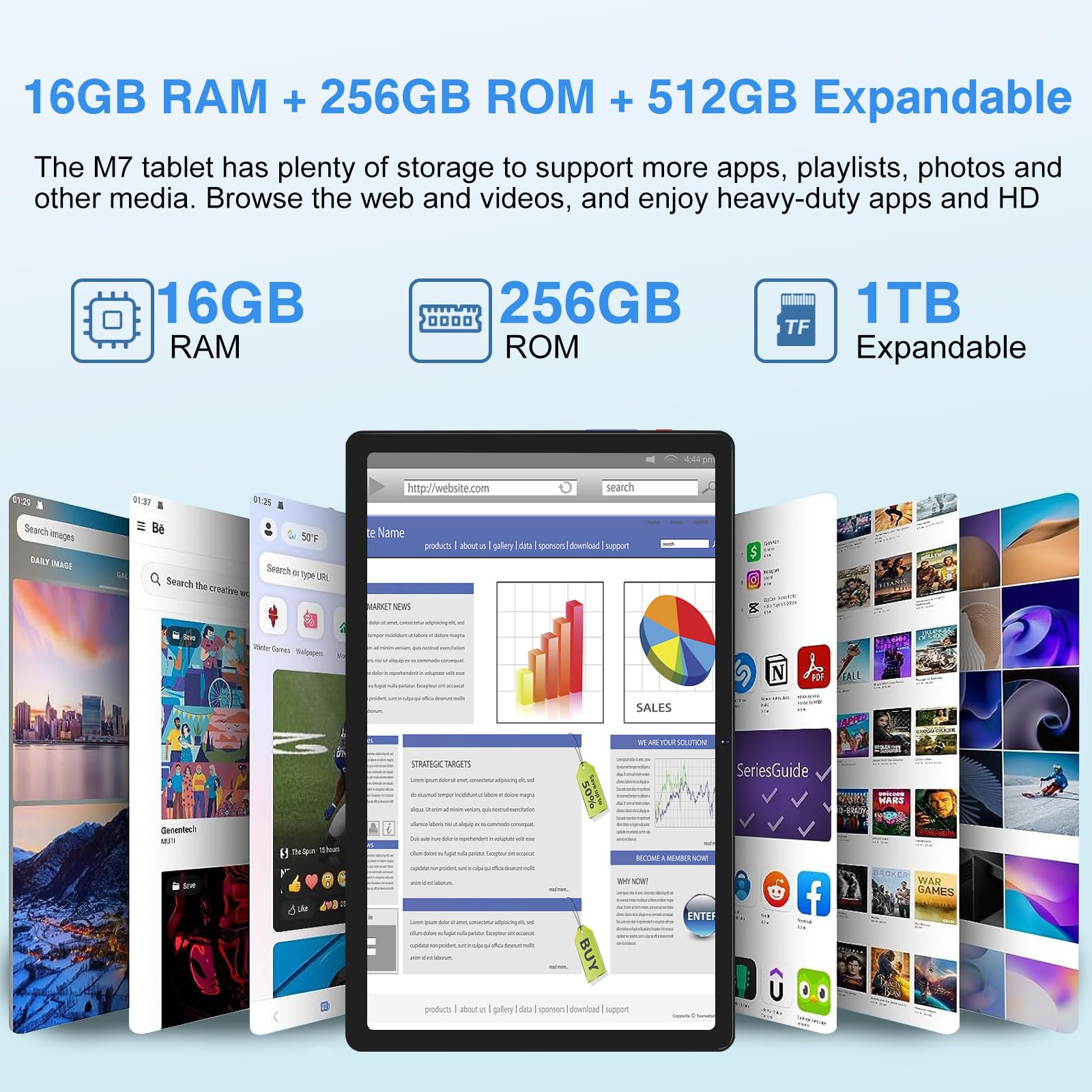 10.36 Inch Android 13 Tablet with 2K Screen | 16GB RAM + 256GB ROM (Expandable to 1TB) | 2000x1200 Resolution | 5G WiFi | 8600mAh Battery | 5MP+13MP Cameras | Includes Keyboard & Mouse (Black) - Perfect for Work, Study, and Entertainment
