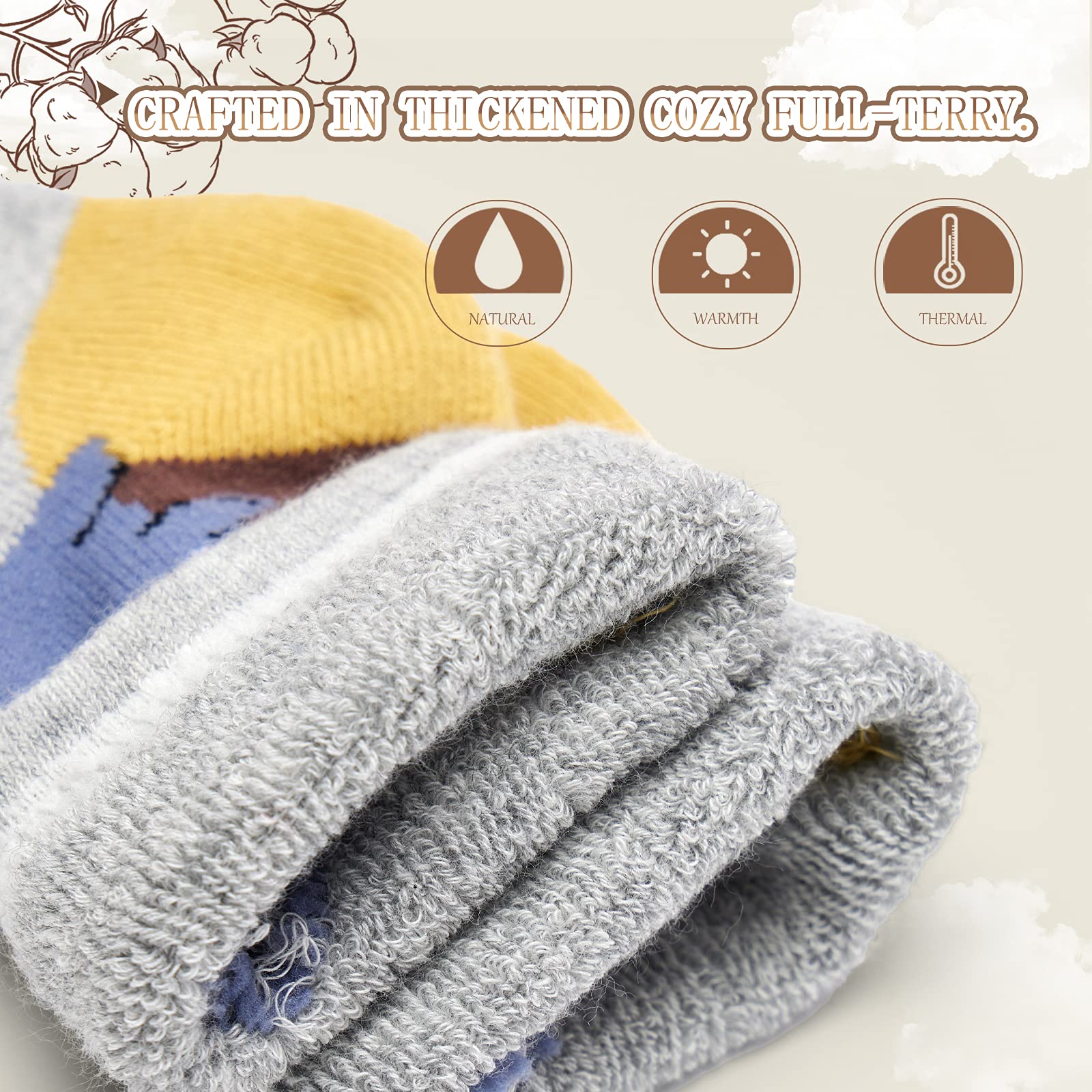 Boys Winter Socks 6 Pack - Warm Thermal Crew Socks for Kids Outdoor Play