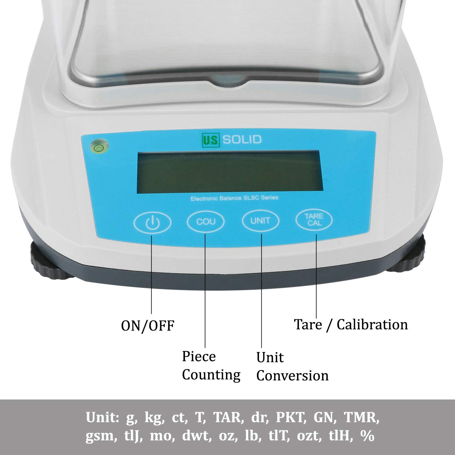 U.S. Solid 600g x 0.01g Precision Lab Scale - High Accuracy Analytical Balance with USB/RS232, Detachable Draft Shield & 500g Calibration Weight (100-240V) for Jewelry, Pharmacy, Chemistry & Research Labs