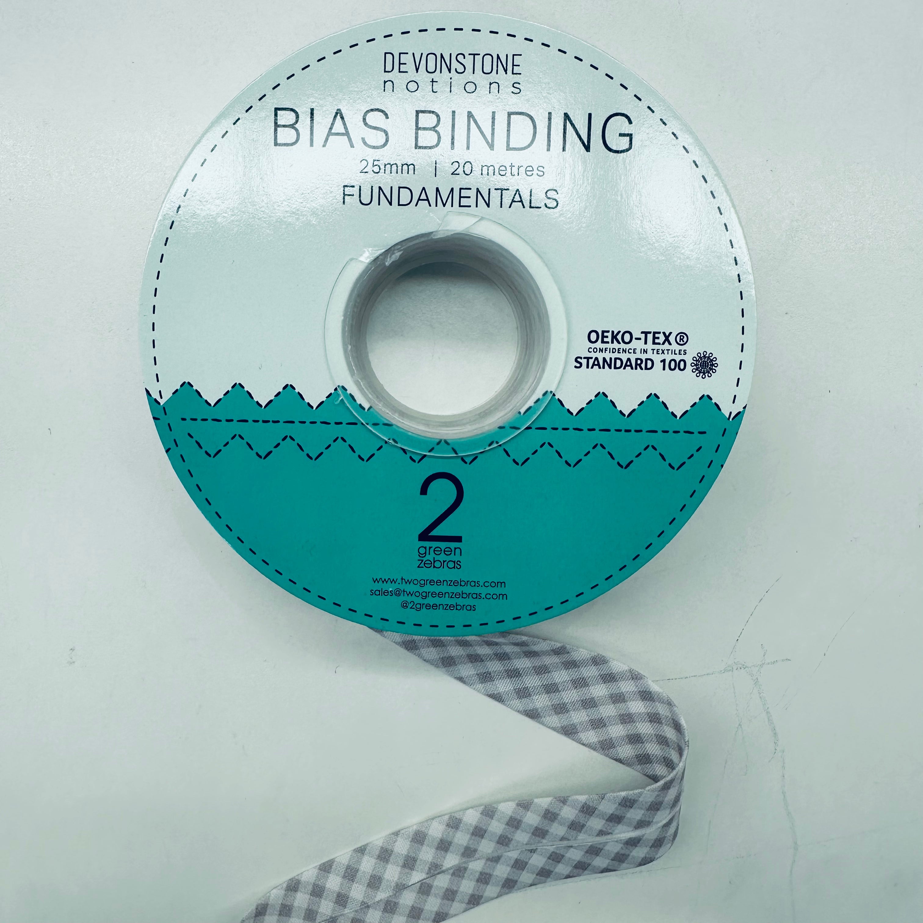 Silver Gum Check 1 Inch Bias Binding Tape (25mm) - DVBB2935 for Sewing, Quilting & DIY Crafts - Perfect for Garment Edges, Scarf Making & Home Decor Projects