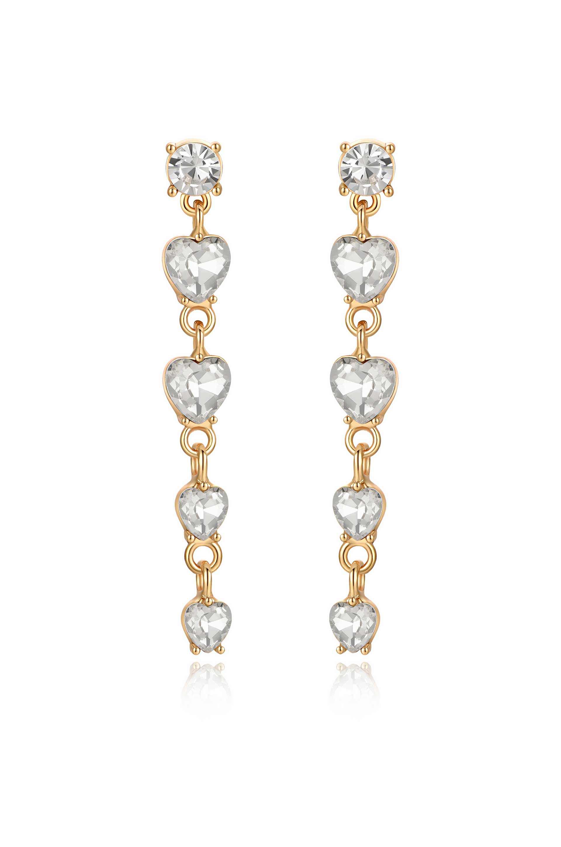 Elegant Descending Crystal Heart Earrings for Women - Dainty Drop Dangle Jewelry Gift for Valentine's Day, Anniversary & Special Occasions