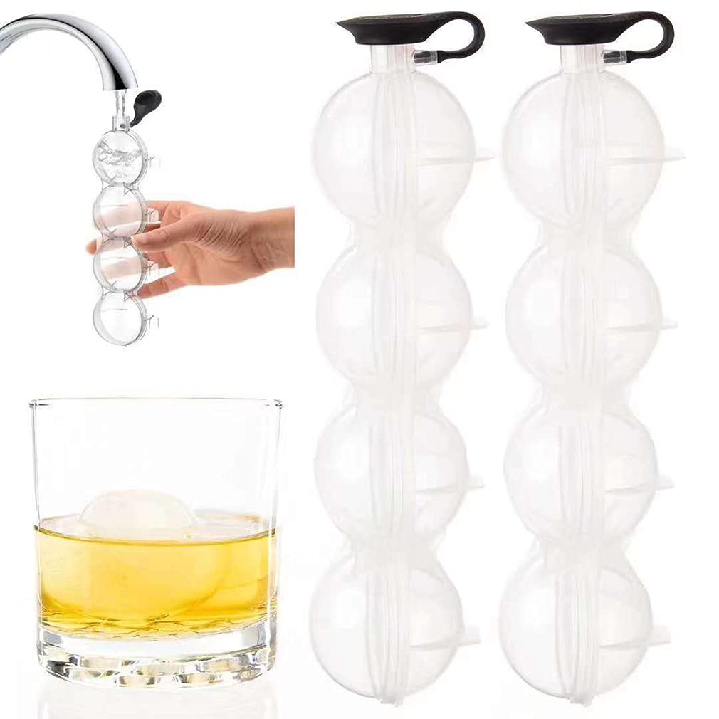 Premium 4-Hole Ice Ball Maker for Whiskey & Cocktails - Stainless Steel Ice Tea Maker & Pellet Ice Mold - Perfect for Popsicles, Iced Tea & Fruit Drinks (2-Piece Set) - Ideal for Home Bars, Parties & Entertaining