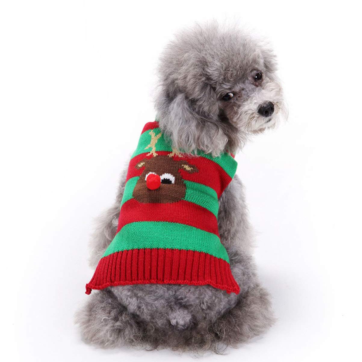 Baluue Christmas Pet Sweater - Cozy Santa Claus Costume for Dogs & Cats - Festive Holiday Winter Clothes for Pet Parties & Family Gatherings - Red Pet Apparel for Christmas Photos & Indoor Celebrations