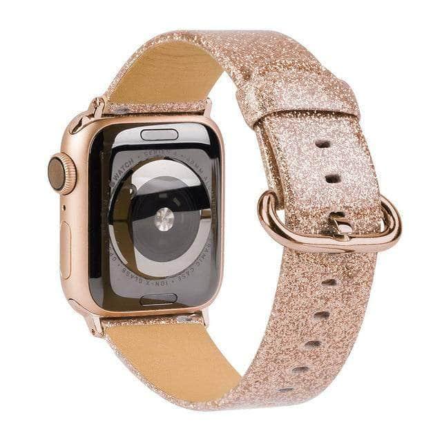 Stylish Leather Bling Diamond Apple Watch Band for Series 6/5/4/3/2/SE - 44mm 42mm 40mm 38mm - Perfect for Parties, Weddings & Special Occasions