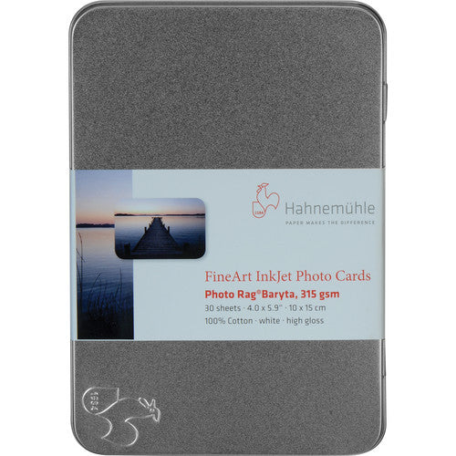 Hahnemuhle Photo Rag Baryta Tin Box - 4x6 Inches, 30 Sheets Premium Fine Art Paper for Photography & Printing | Perfect for Archival Prints, Portraits, and Artistic Projects