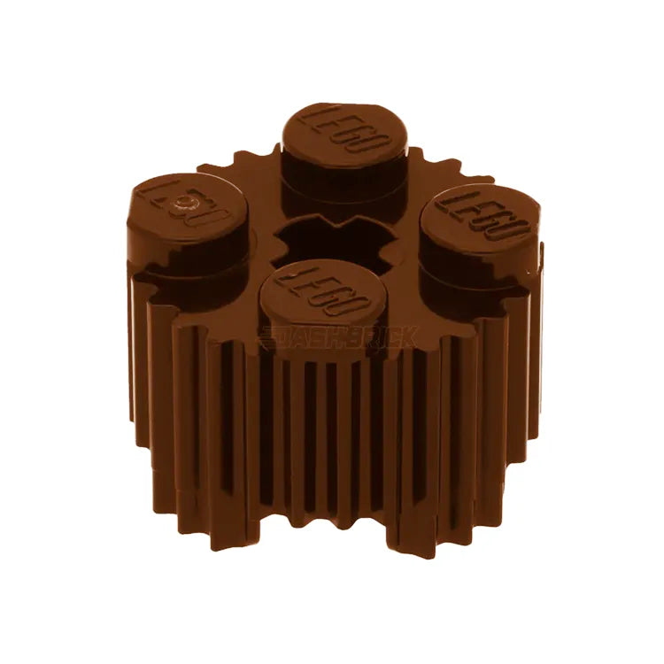 LEGO 2x2 Round Brick with Axle Hole & Grille - Reddish Brown (92947 / 6036503) - Perfect for LEGO Technic Models, DIY Projects & Creative Building