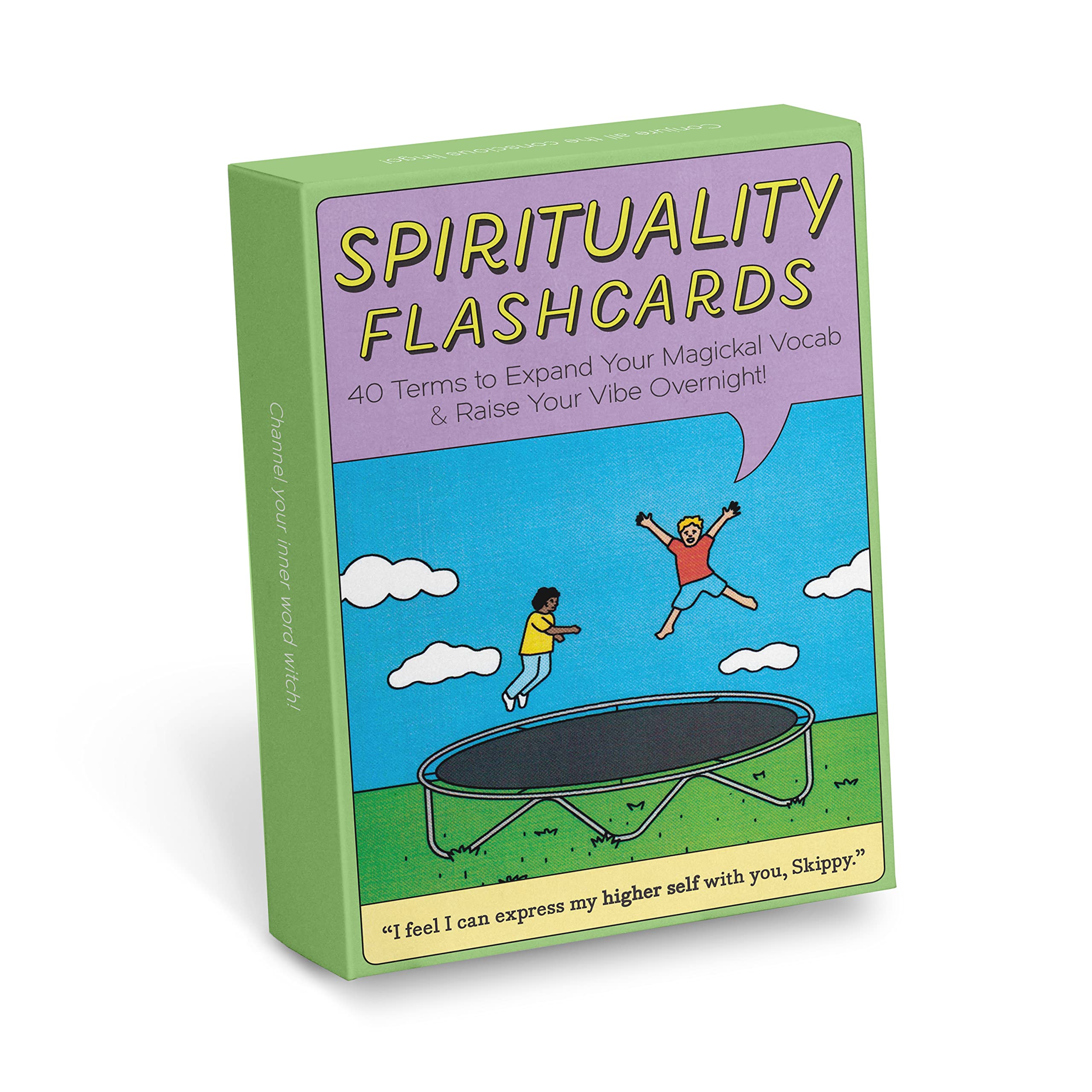 Knock Knock Spirituality Flashcards Deck - 40 Illustrated Cards with Funny Spiritual Terms in Zen Gift Box | Perfect for Meditation, Yoga, Mindfulness & Gift Giving