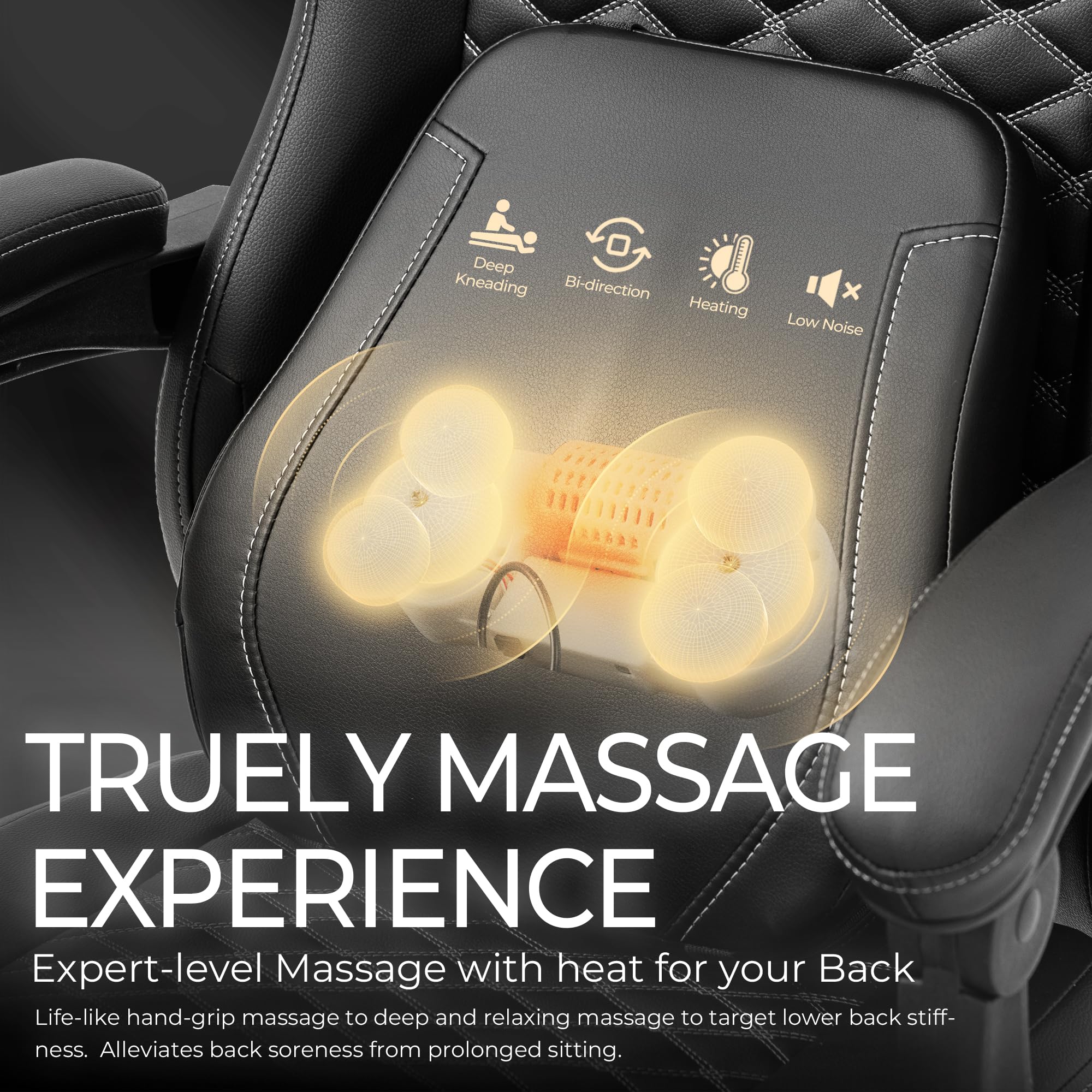 Premium Ergonomic Gaming Chair with Heated Massage & Lumbar Support - Reclining High-Back PC Chair with Pocket Spring Cushion & Footrest for Adults (330lbs Weight Capacity, Black) - Perfect for Esports, Office Work & Home Gaming Setup