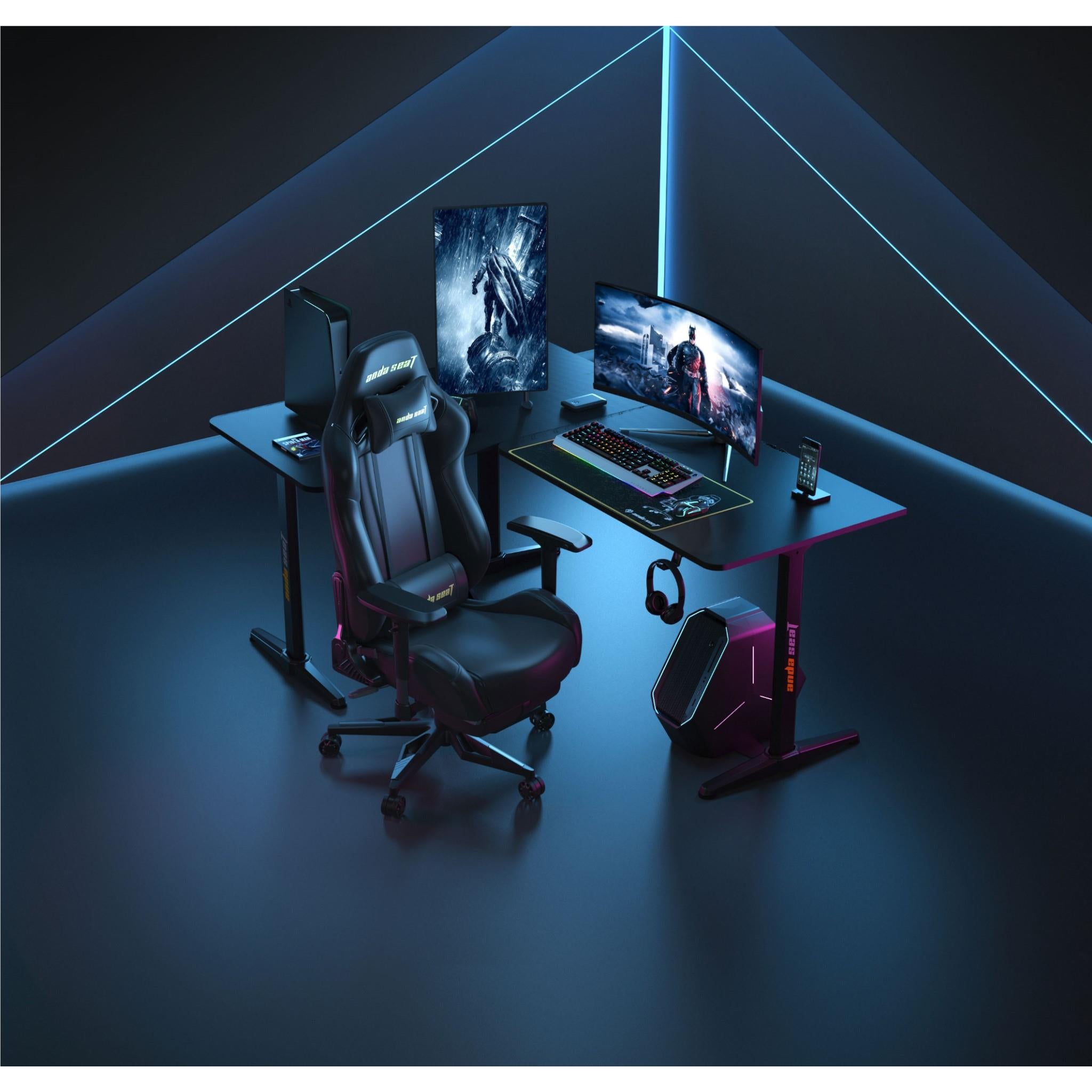 Anda Seat Wind Seeker Gaming Desk - Ergonomic Computer Desk for PC & Console Gamers - Perfect for Home Office, Streaming Setup & Esports Battlestation