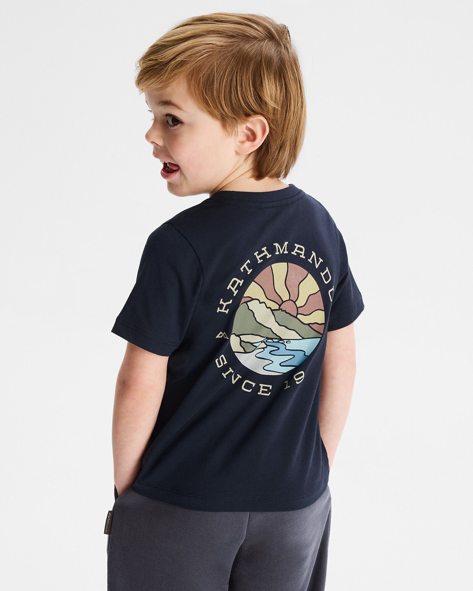 Organic Cotton Kids' Sunburst T-Shirt - Pure Navy | Soft & Breathable Tee for Boys & Girls | Perfect for Playdates, School & Outdoor Activities