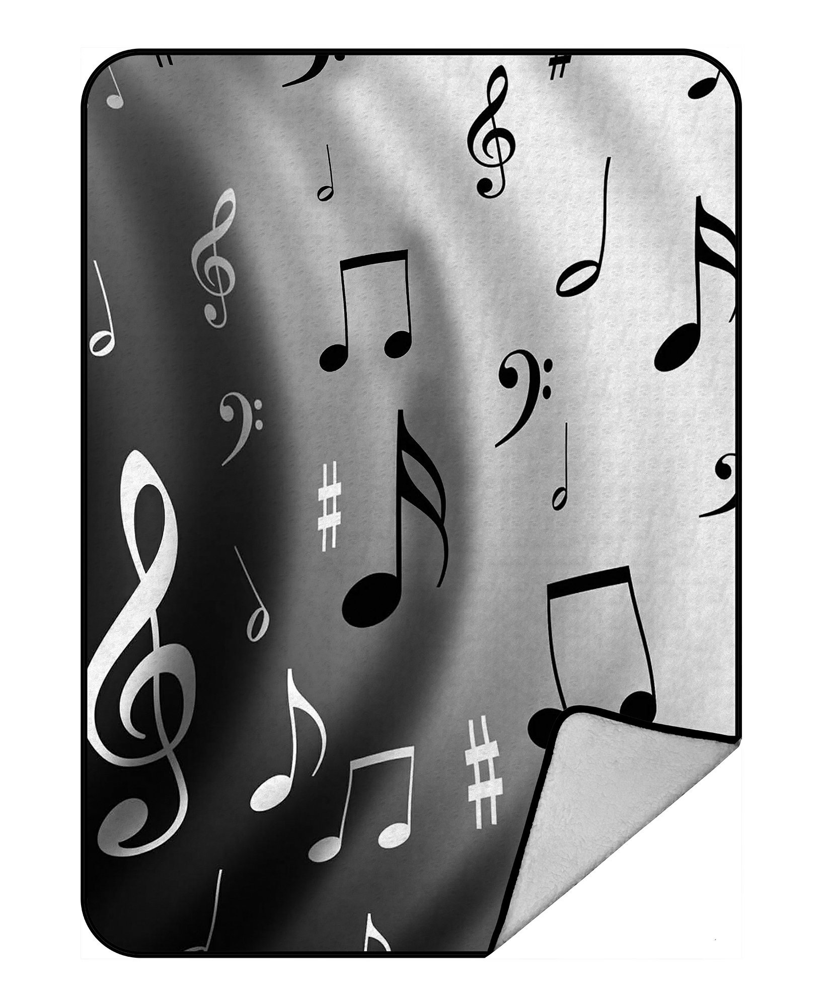 DKHT Custom Music Notes Fleece Blanket - Ultra Soft Crystal Velvet & Lambswool Sherpa Throw Blanket 58x80 inches - Perfect for Couches, Beds & Gift Giving
