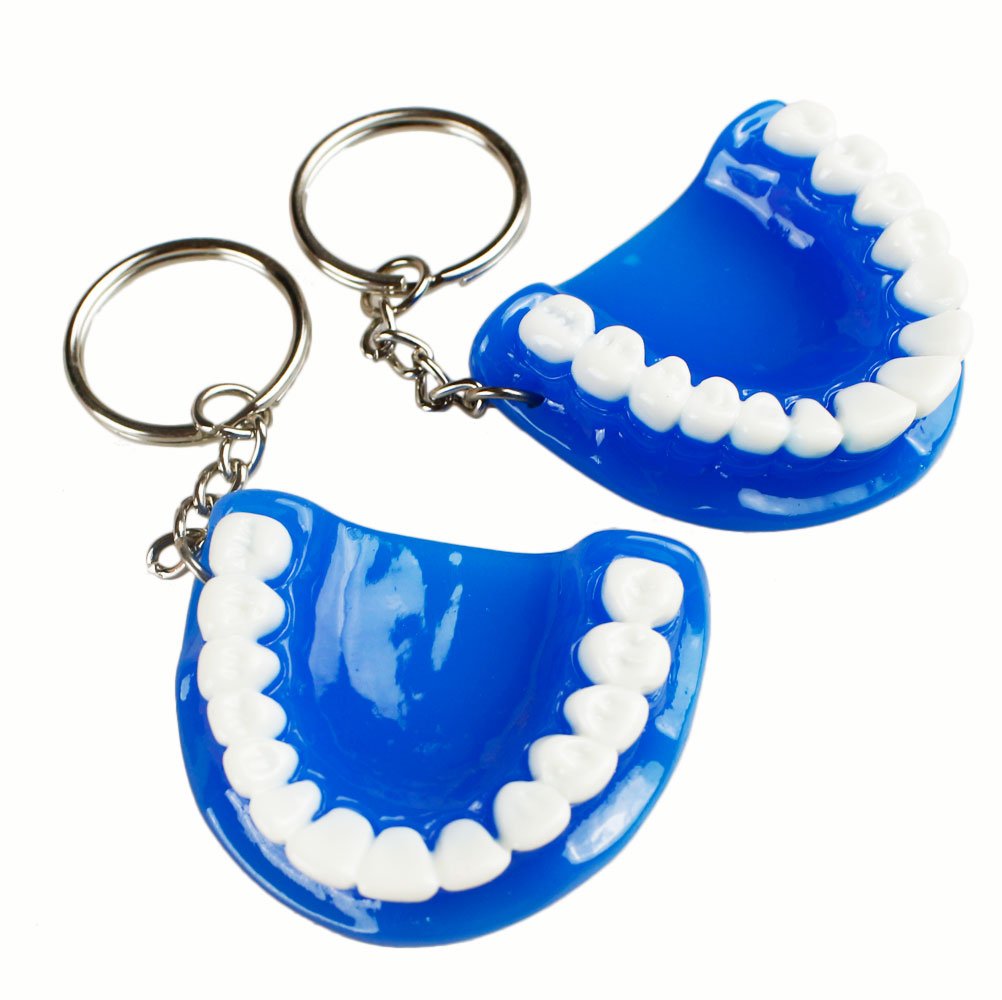Airgoesin 5-Piece Teeth Keychain Rings - Funny Dentist Gift for Dental Clinic, Blue Jaw Mixed Design - Perfect for Phone Accessories, Keychains & Gag Gifts