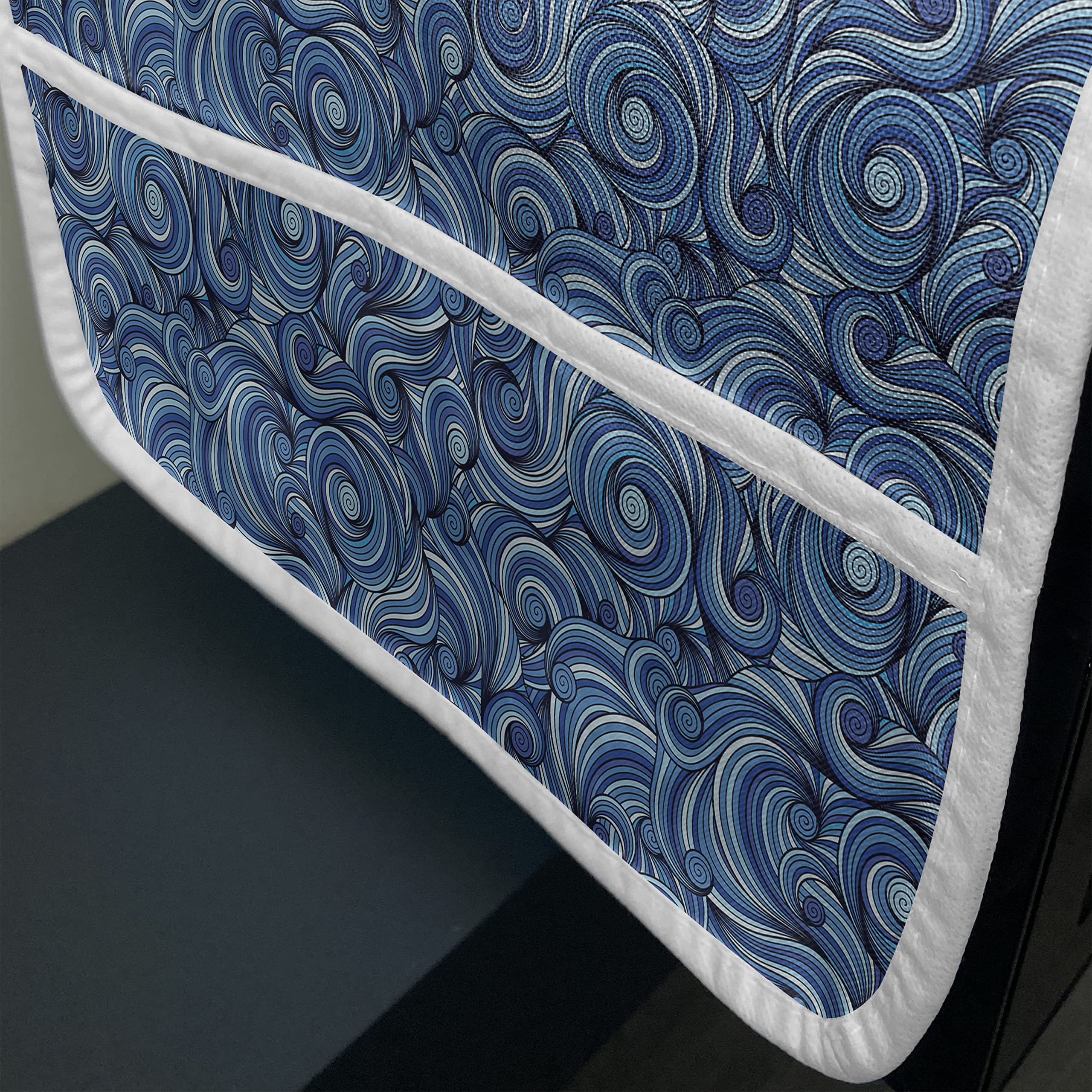 Ambesonne East Microwave Oven Cover - Waterproof Kitchen Organizer with Pockets, 36 x 12 Inches, Pale Blue & Navy Blue Tribal Pattern - Perfect for Modern Kitchens & Small Appliances Protection