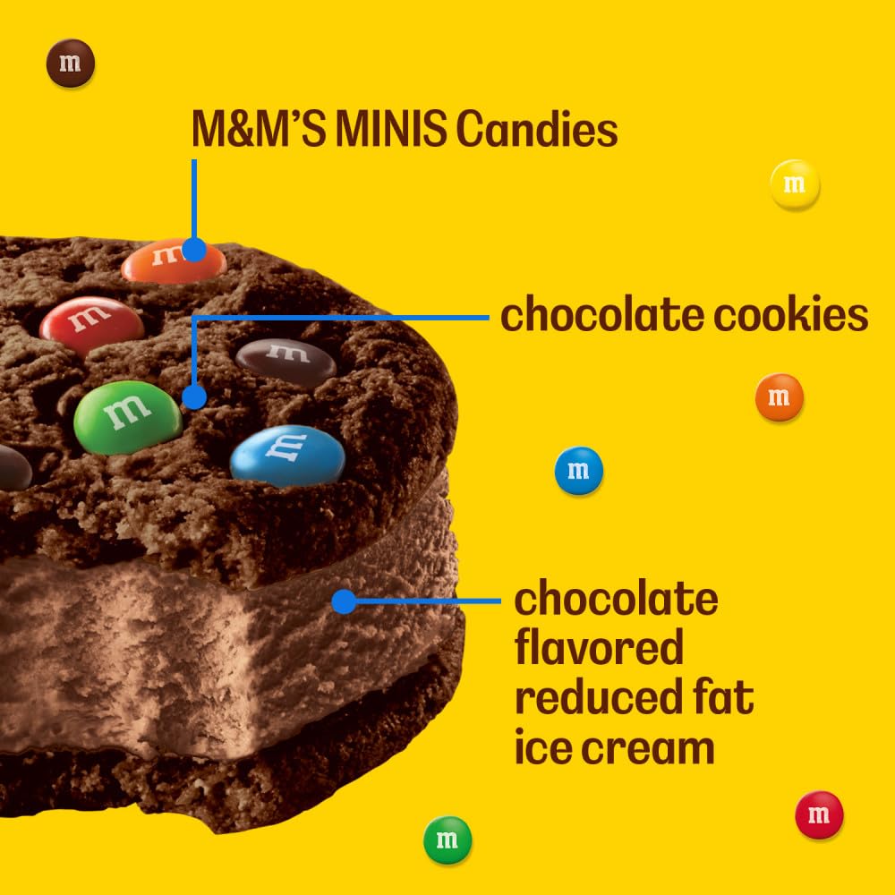 M&M's Chocolate Ice Cream Sandwich - 4 Fl Oz (Pack of 4) Frozen Treats | Perfect for Summer Parties, Birthday Celebrations & Family Dessert Time