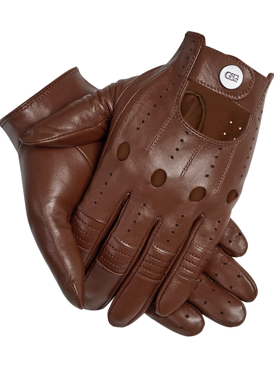 GSG Men's Genuine Sheepskin Leather Gloves - Black Driving, Cycling & Motorcycle Gloves with Touchscreen Compatibility - Perfect for Winter Commuting, Outdoor Sports & Casual Wear