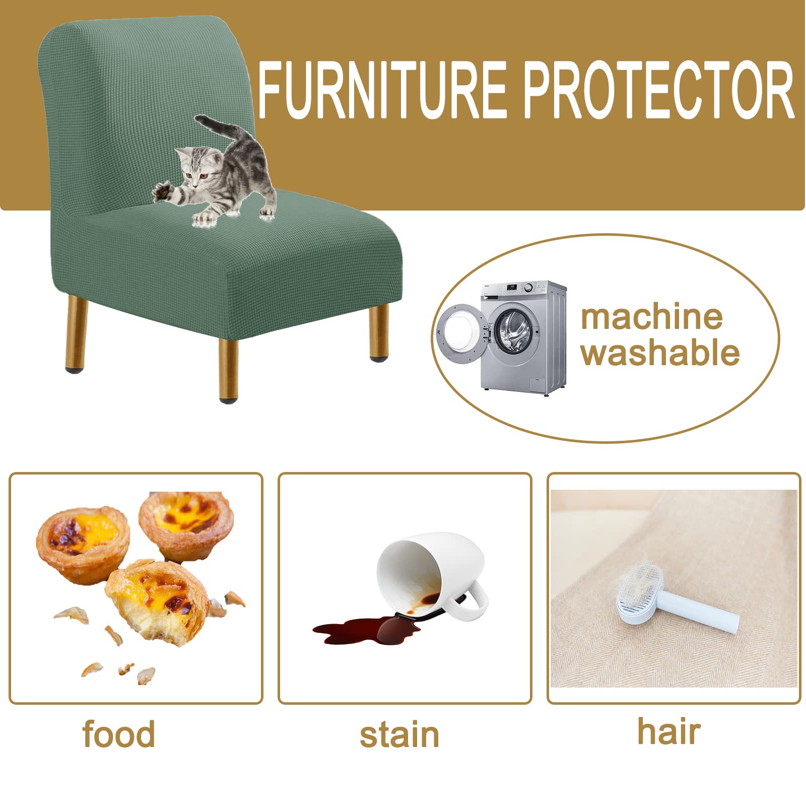 Stretch Jacquard Armless Chair Cover - Soft Slipcover for Living Room & Hotel
