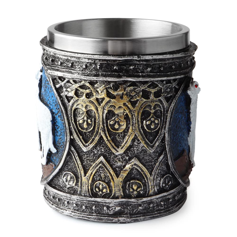 Stainless Steel Wolf Mug with Resin 3D Design - Insulated Travel Coffee Cup for Tea, Beer & Wine - Perfect for Camping, Office & Gifts (White Wolf)