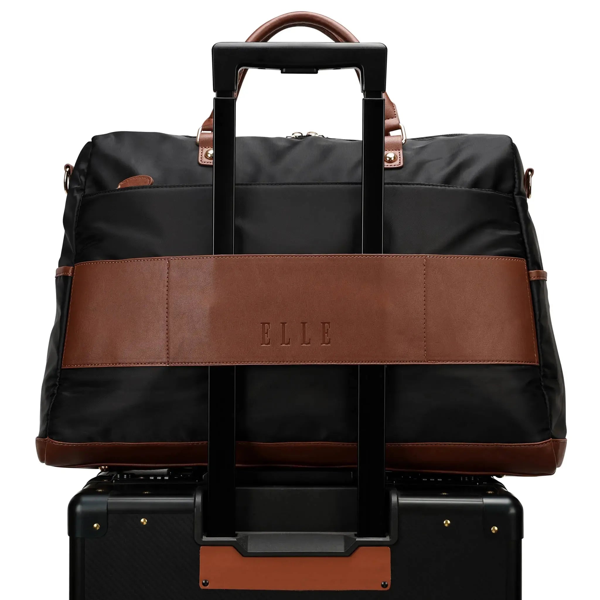 Premium 30L Twill & Vegan Leather Weekender Duffle Bag - Stylish Carry-On Travel Bag for Weekend Getaways, Gym & Business Trips