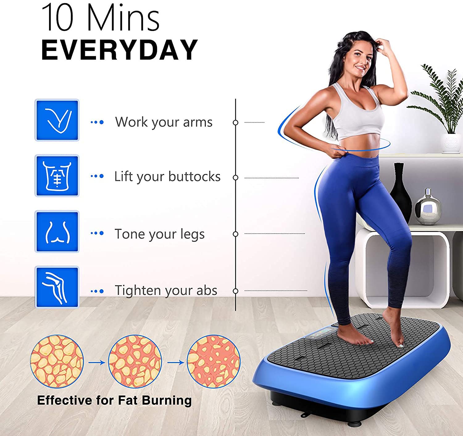 Whole Body Vibration Plate Machine with Bluetooth Speaker - Jumbo Size Vibration Platform for Home Workouts, Weight Loss & Muscle Toning | Perfect for Home Gym, Physical Therapy & Recovery Exercises