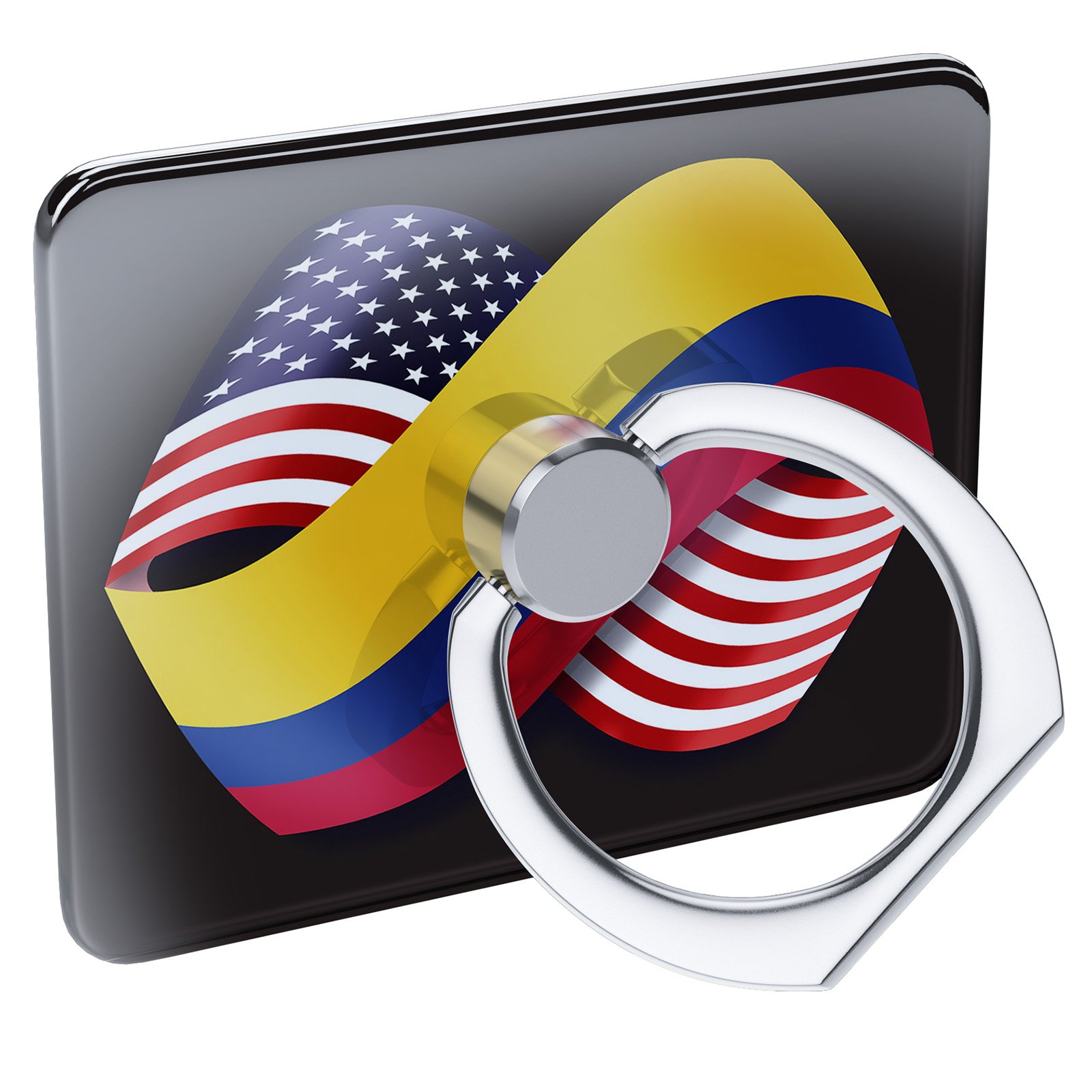 Cell Phone Ring Holder with USA & Colombia Friendship Flags - Collapsible Grip & Stand by Neonblond for Secure Phone Handling and Easy Viewing