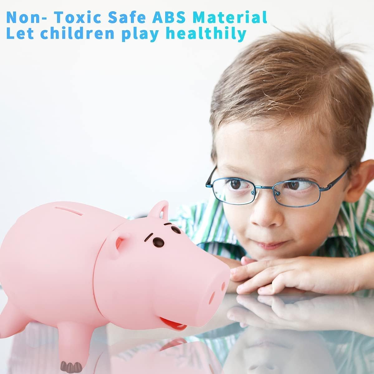 PHOCAS Hairphocas Cute Pink Pig Money Box - Plastic Piggy Bank for Kids, Christmas Birthday Gift with Box - Perfect for Savings, Piggy Bank for Kids Room Decor, Piggy Bank for Girls & Boys