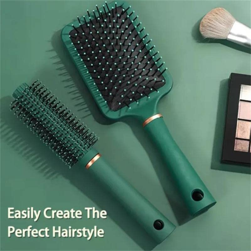 YARAX 4-Piece Hair Brush Set - Anti-Static Oval Comb, Round Brush, Vent Brush & Detangling Paddle Brush for Women, Men & Kids - Perfect for Wet/Dry Hair, Detangling, Shine & Scalp Massage - Ideal for Home, Travel & Salon Use