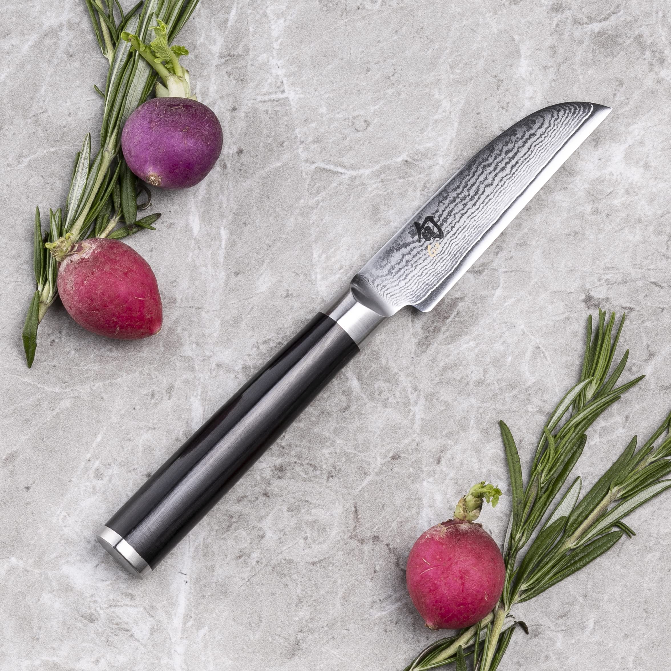 Shun Classic 3.5 Inch Straight Vegetable Knife - Japanese VG-MAX Steel Blade, Handcrafted Kitchen Knife for Precise Chopping & Slicing - Perfect for Chefs, Home Cooks & Vegetable Preparation