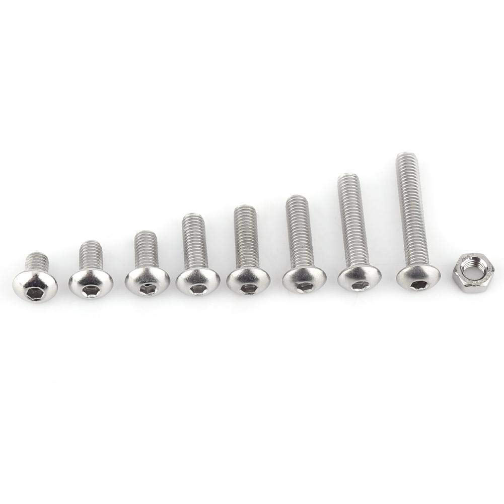 160pcs SS304 Stainless Steel Hex Socket Screws - Round Head Hexagon Fasteners for Home, Office & Machinery Appliances | Perfect for Furniture Assembly, DIY Projects & Equipment Repair