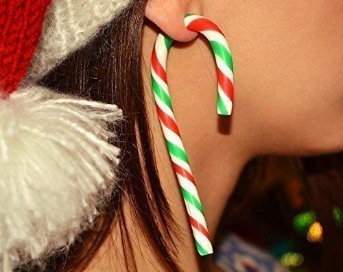 Festive Christmas Candy Cane Stud Earrings - Handmade Holiday Jewelry for Women (Amazon Exclusive) | Perfect for Holiday Parties, Gift Exchanges & Festive Outfits