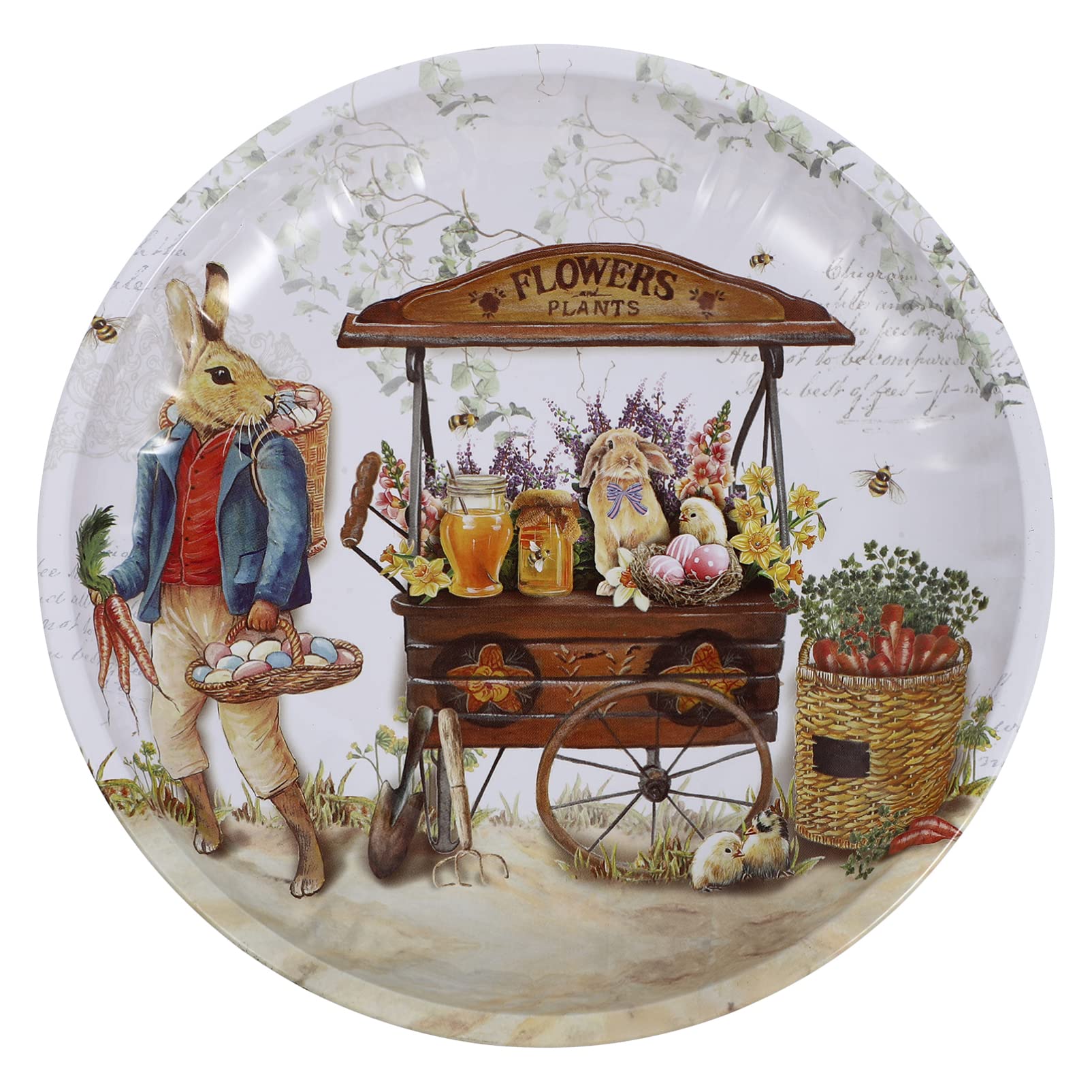 Easter Bunny Serving Plate - Round Cake Dessert Dish for Party & Snacks