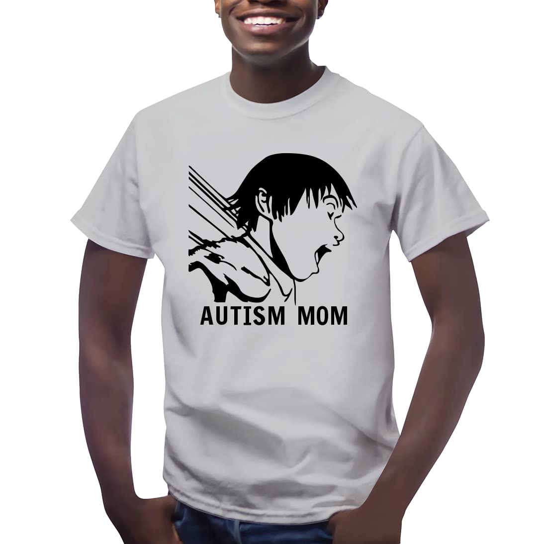Autism Awareness Mom Anime Graphic Men's Short Sleeve T-Shirt - Comfortable Cotton Tee for Casual Wear, Supportive Apparel for Autism Parents