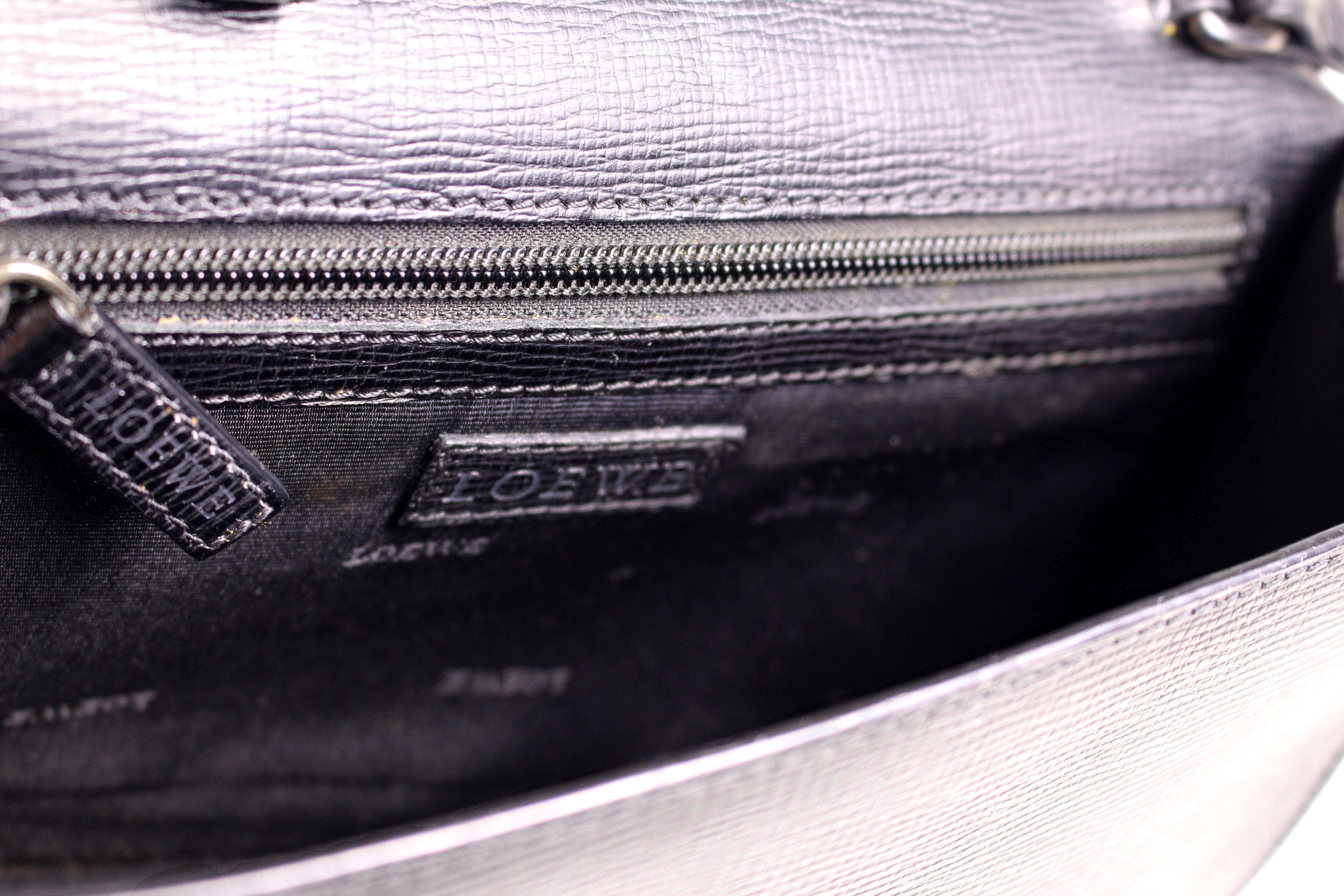 LOEWE Men's Leather Crossbody Bag - Black Genuine Leather with Adjustable Strap, Perfect for Work, Travel & Everyday Use