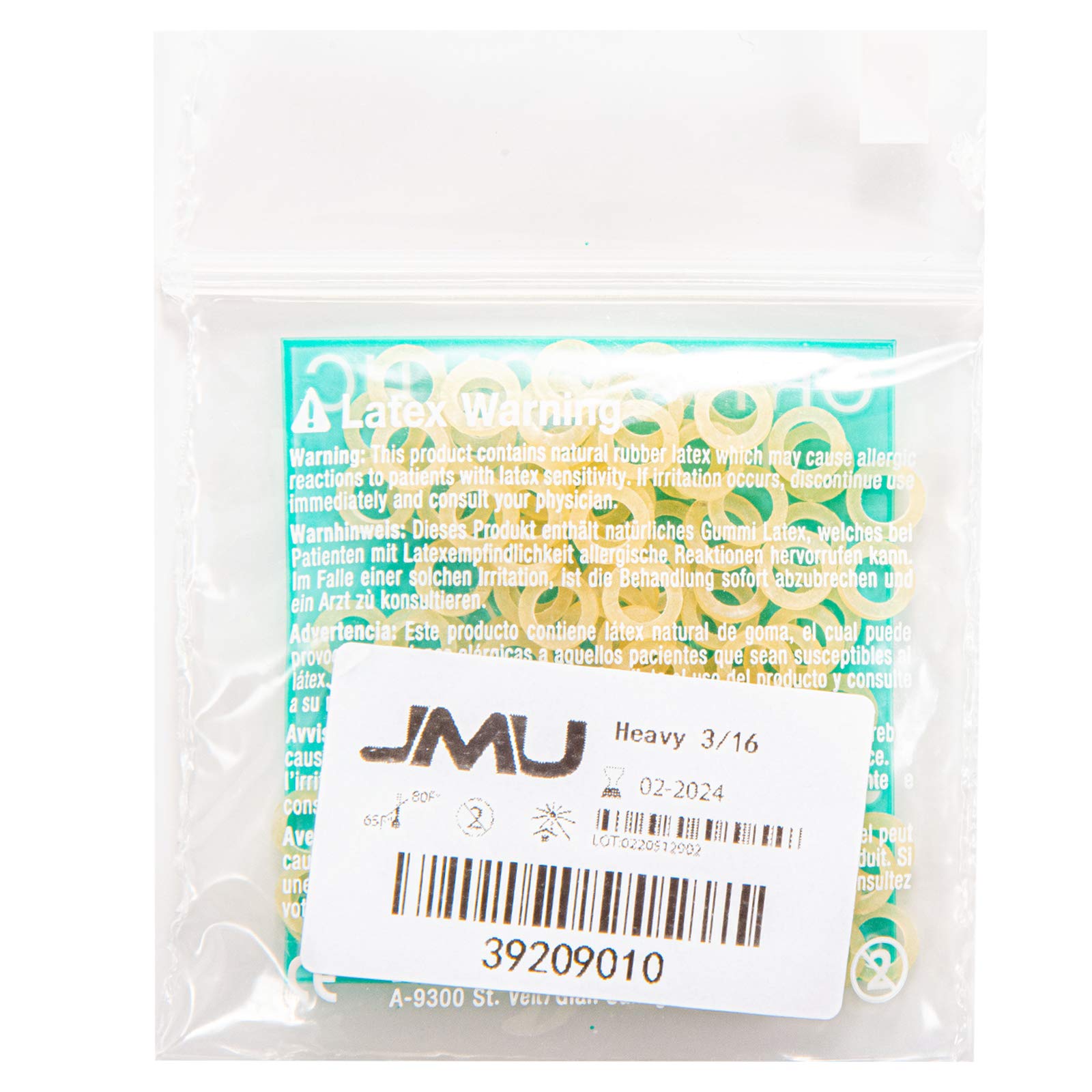 JMU Orthodontic Elastics 3/16 Heavy - 100 Pack Latex Rubber Bands for Braces | Made in USA | Perfect for Teeth Alignment, Jaw Correction & Dental Procedures
