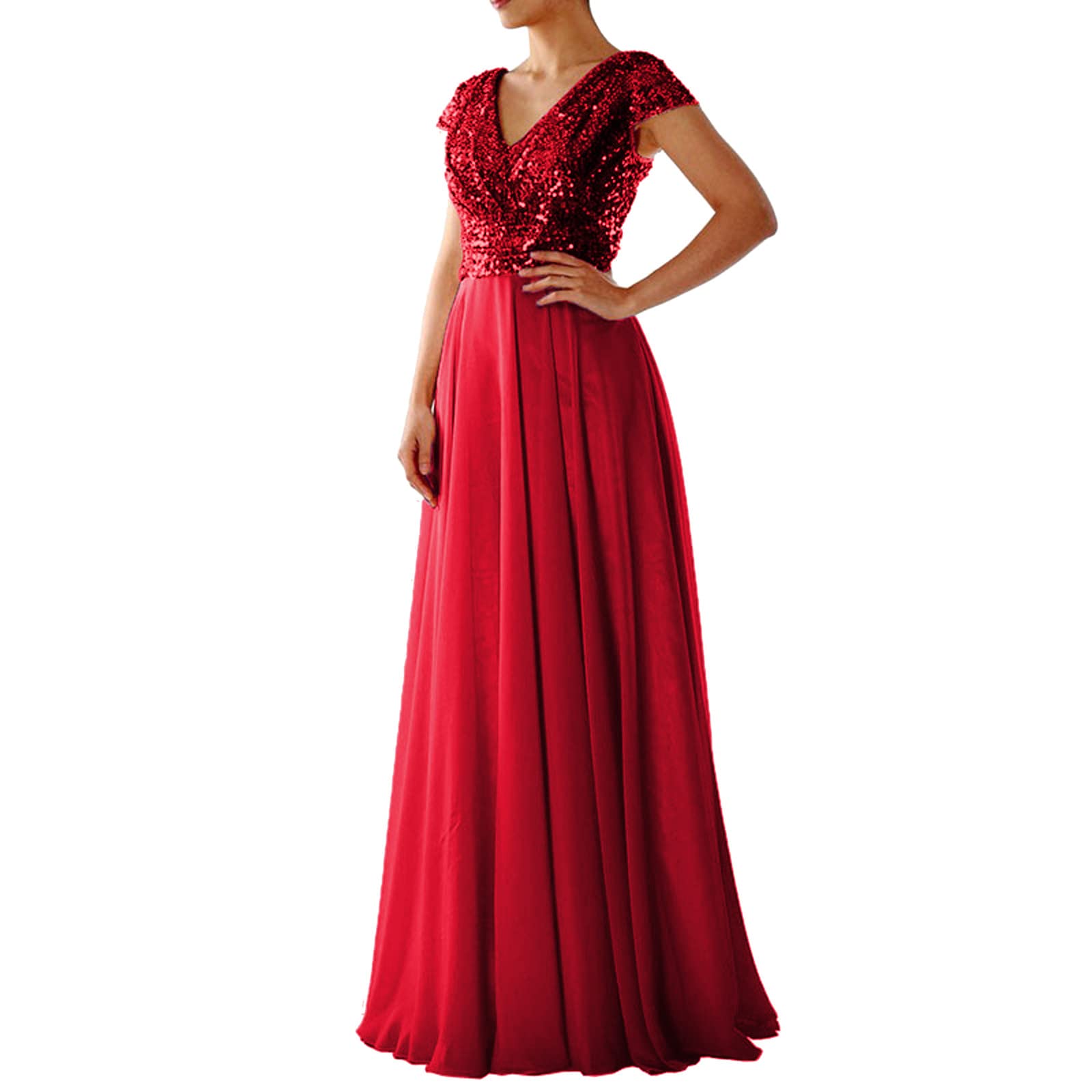 Elegant Sleeveless Sequined Chiffon Maxi Dresses for Women - Perfect for Evening Parties, Weddings & Cocktail Events | 2022 Fashion Bridesmaid & Guest Dresses | Formal Occasions, Date Nights & Special Celebrations
