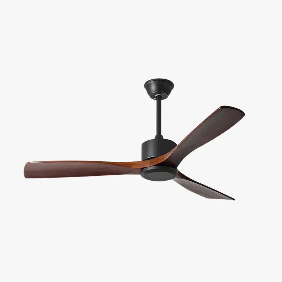 Premium Walnut Wood Blades with Black Rod Ceiling Fan Light Kit - Energy Efficient Quiet Cooling for Bedroom, Living Room & Outdoor Spaces