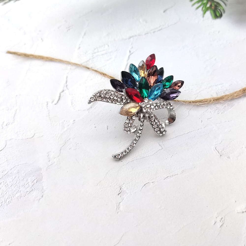 Elegant Floral Brooch for Women - Crystal Rhinestone Corsage Pin for Wedding, Bouquet & Special Occasions | YEFUNLIY Fashion Jewelry Accessory